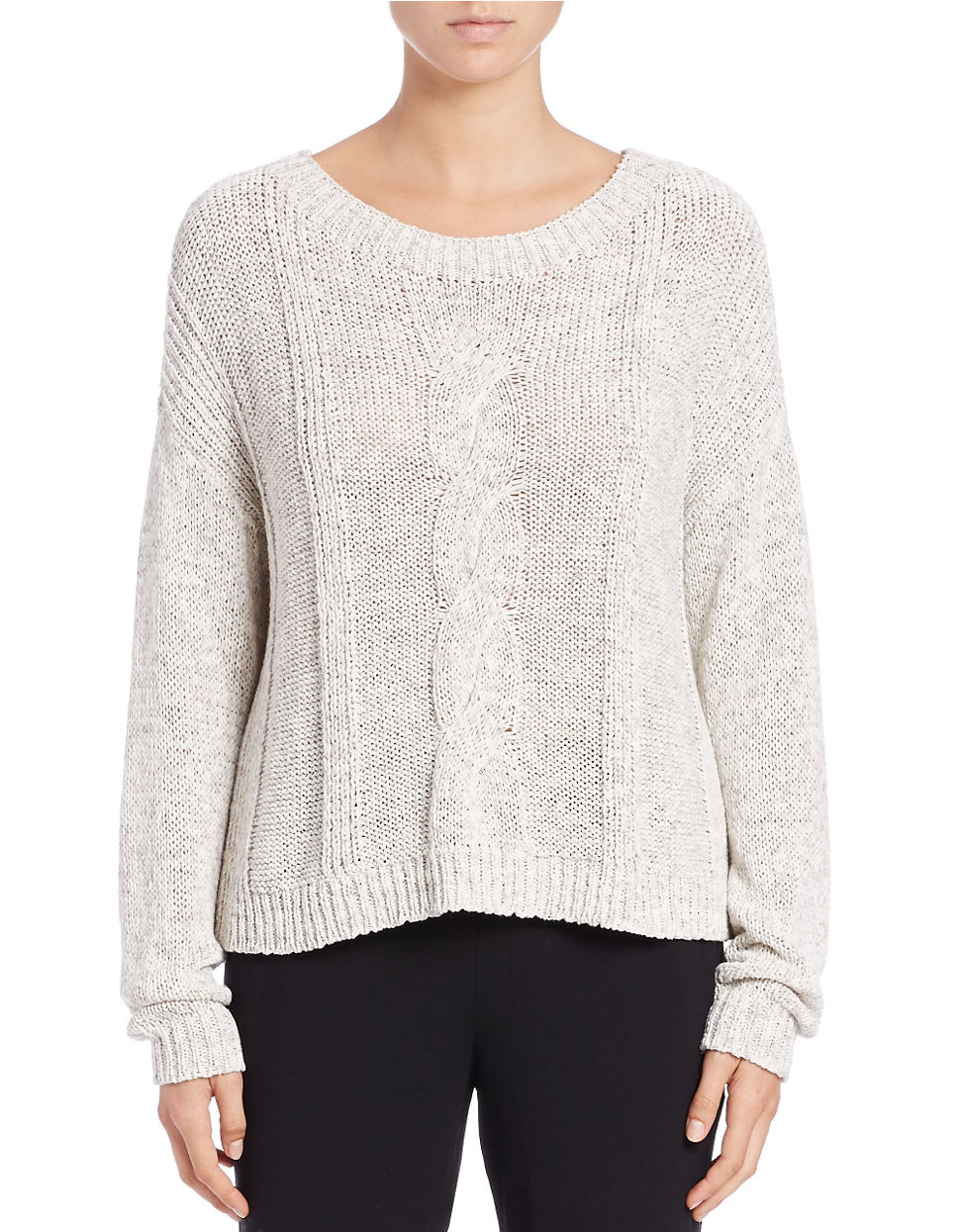 Lyst - Eileen Fisher Stretch-cotton Chunky Cable-knit Sweater in White