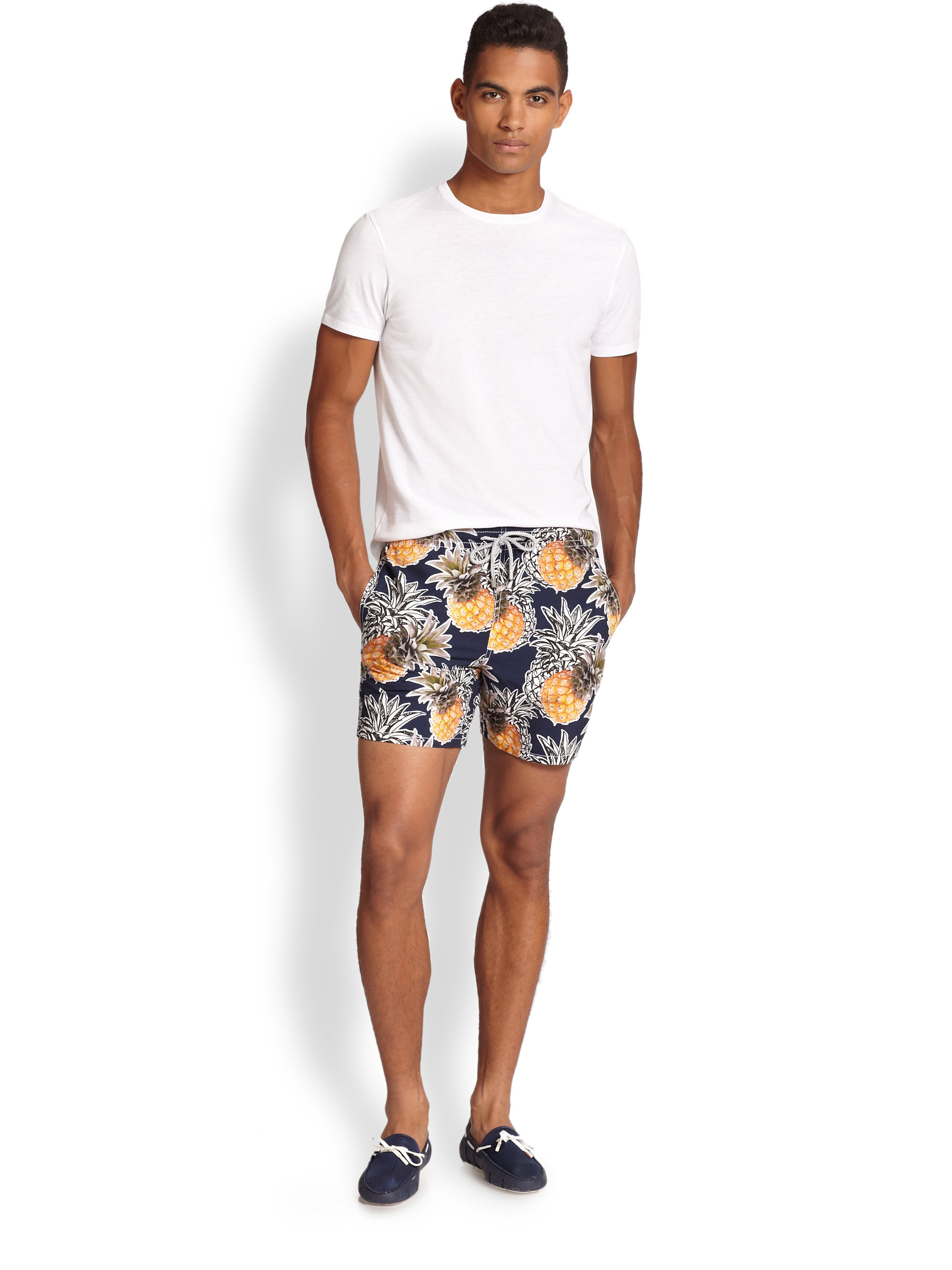 Lyst - Vilebrequin Moorea Pineapple Swim Shorts in Blue for Men