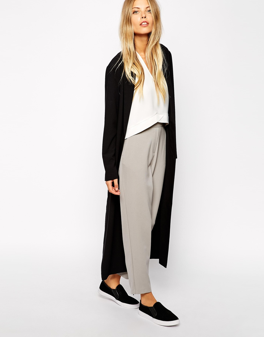 Lyst - Asos Crepe Duster Jacket In Maxi Length in Black