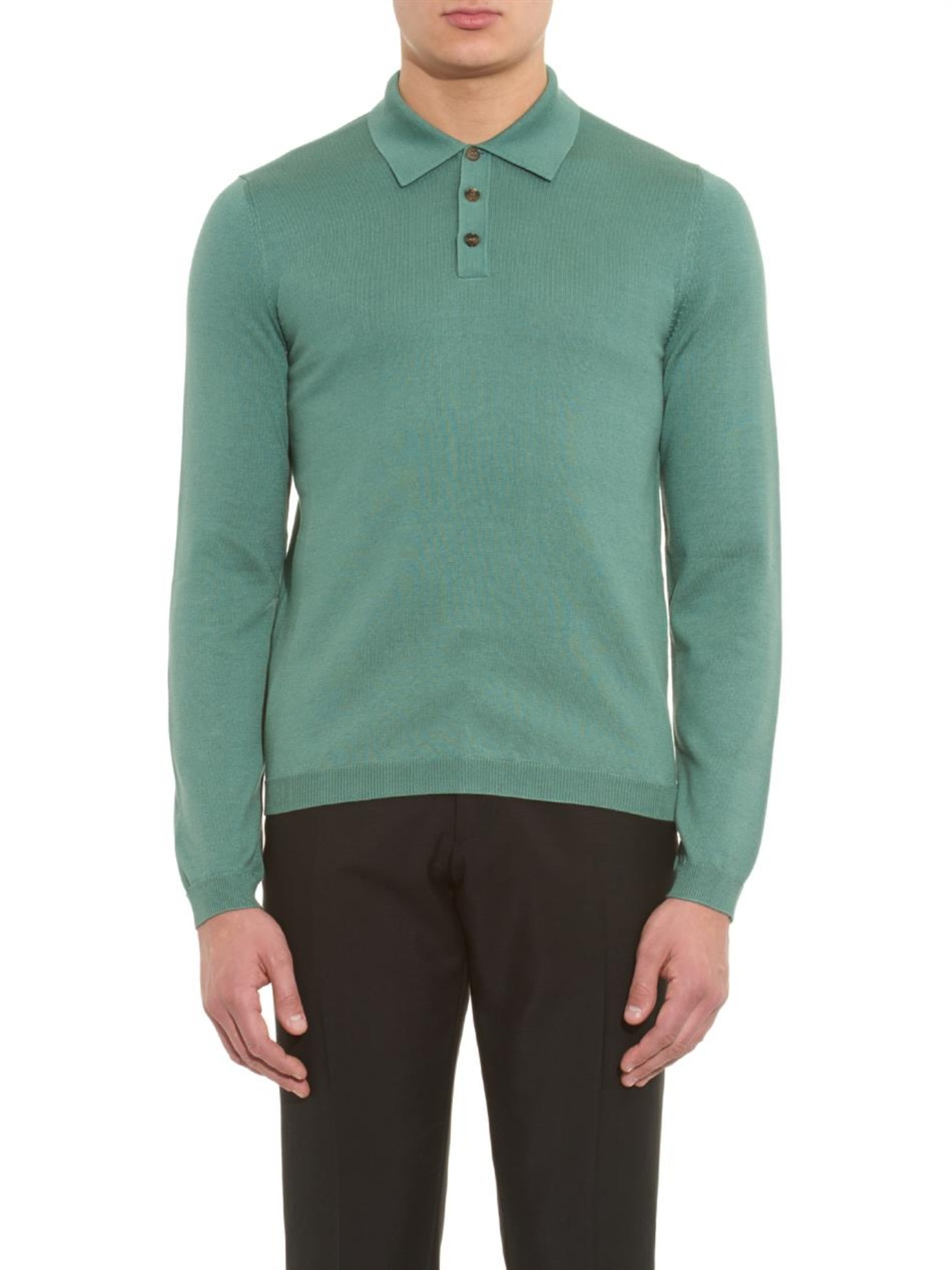 Lyst Gucci Silk And Cottonblend Polo Shirt in Green for Men