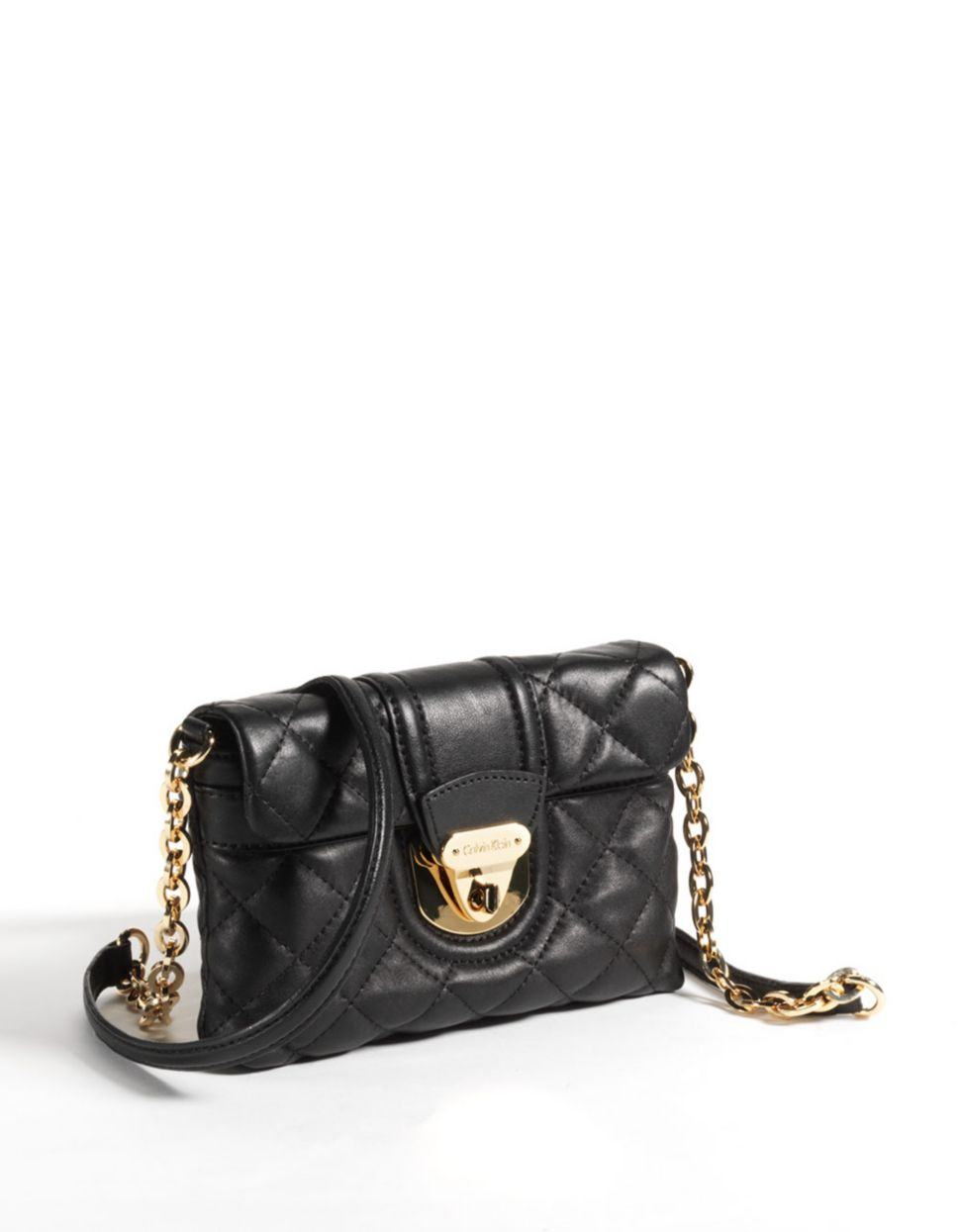 Calvin Klein Quilted Leather Crossbody Bag in Black - Lyst
