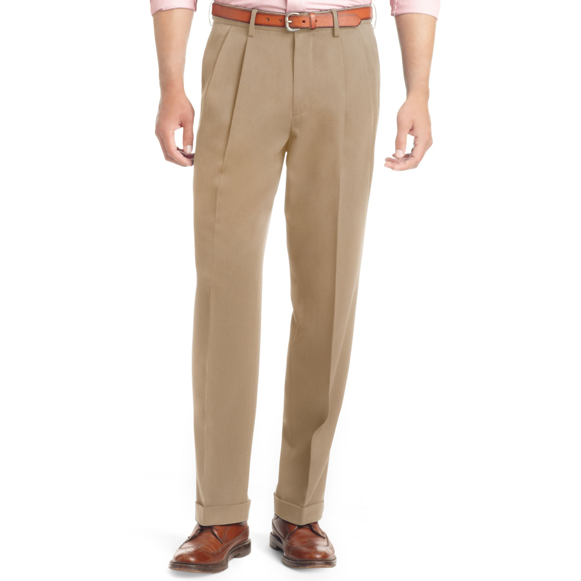 Izod Big And Tall Pleated Traveler Dress Pants in Brown for Men (Dark ...
