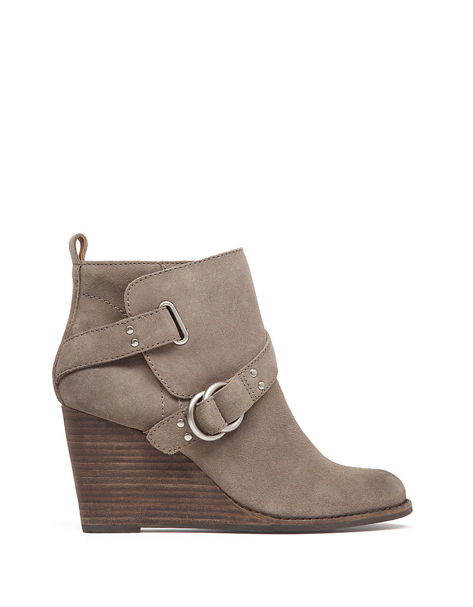 Lucky brand Yerik Suede Wedge Ankle Booties in Brown (Taupe) | Lyst