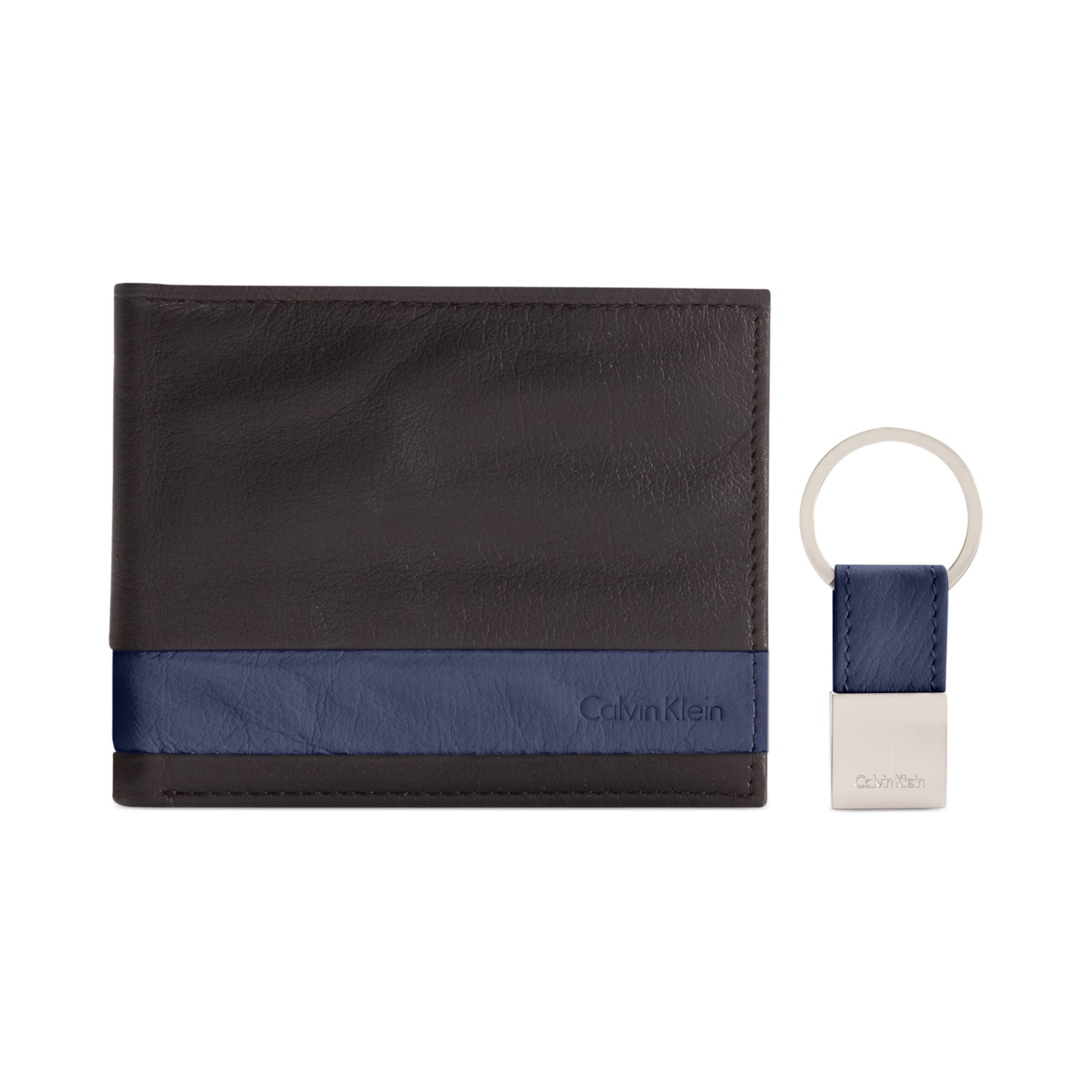 Calvin klein Pop Color Pieced Bifold Wallet And Key Fob Set in Blue for 