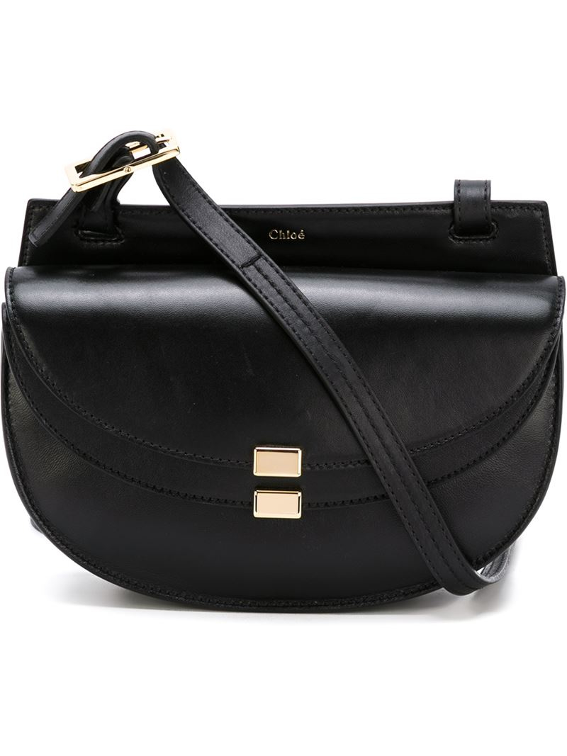 Chloé Georgia Leather Cross-Body Bag in Black | Lyst