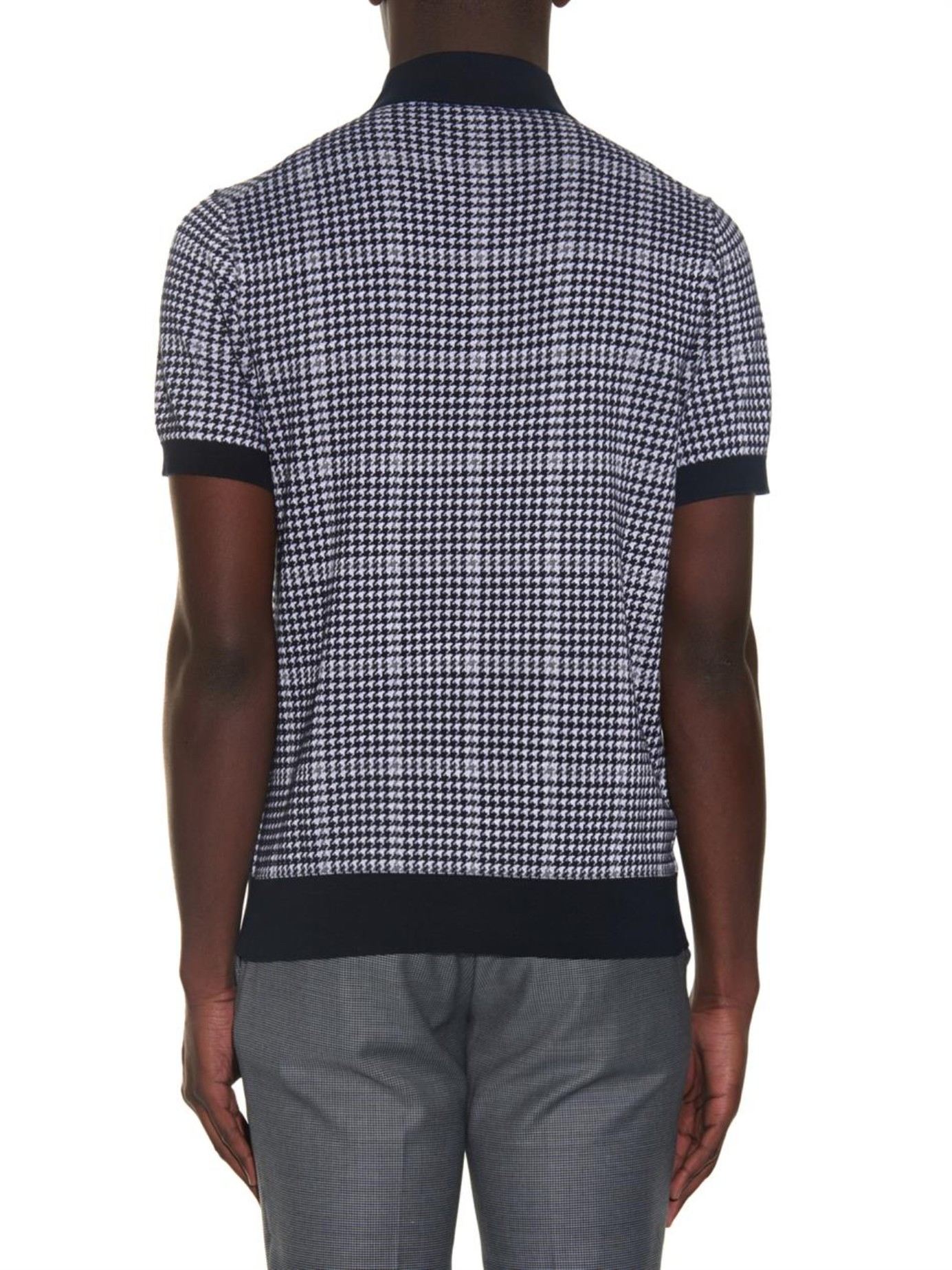 Lyst - Brioni Houndstooth Knitted Polo Shirt in Blue for Men