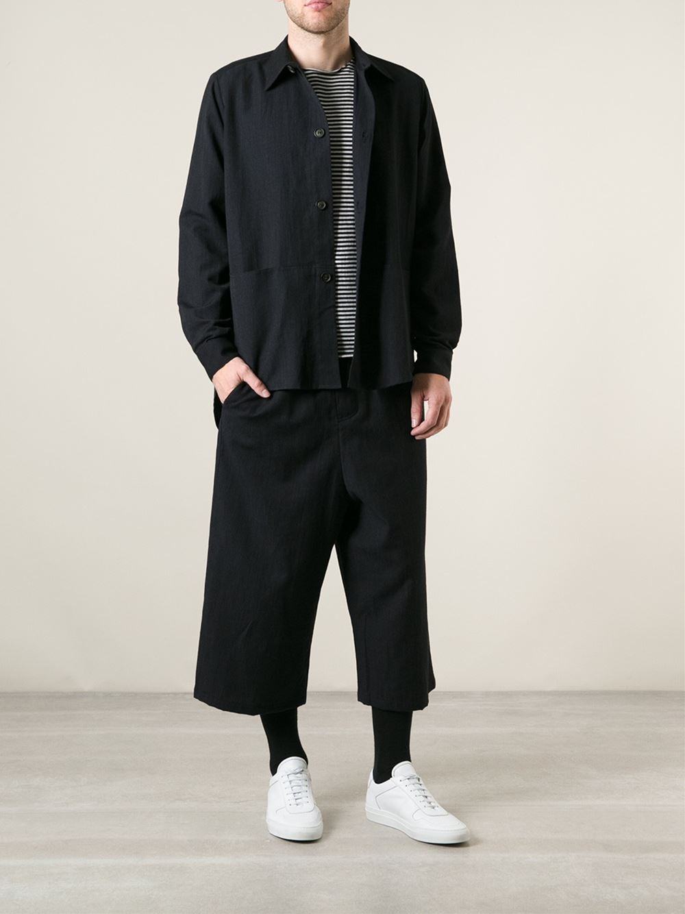 Mens wide leg cropped on sale trousers