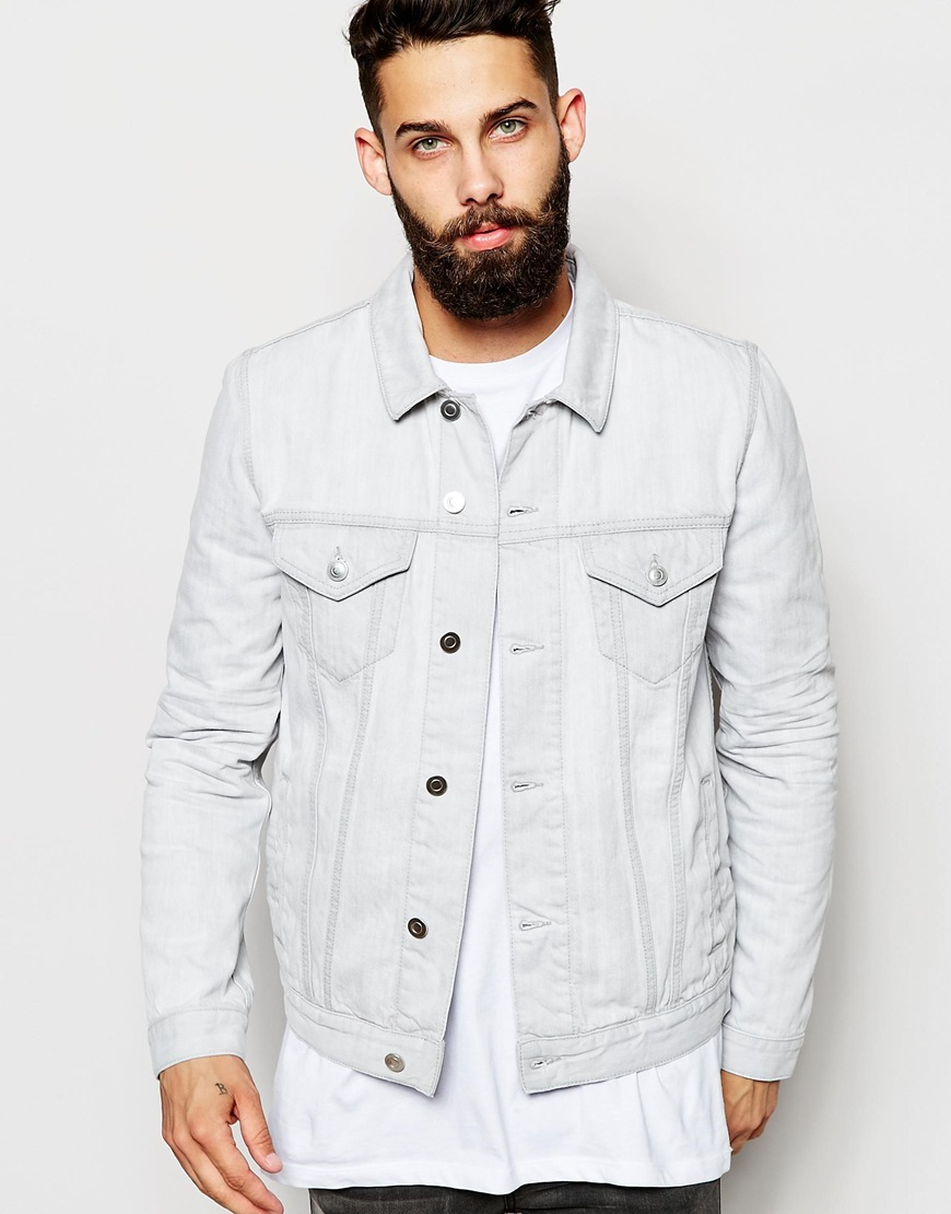 White Mens Denim Jacket - Coat Nj