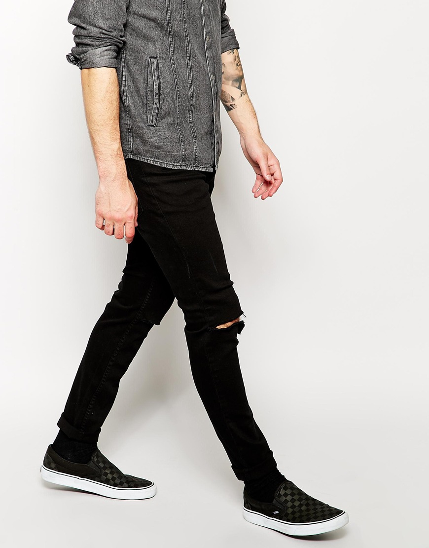 Lyst Cheap Monday Exclusive Tight Skinny Jeans With Ripped Knee In Black For Men 8701