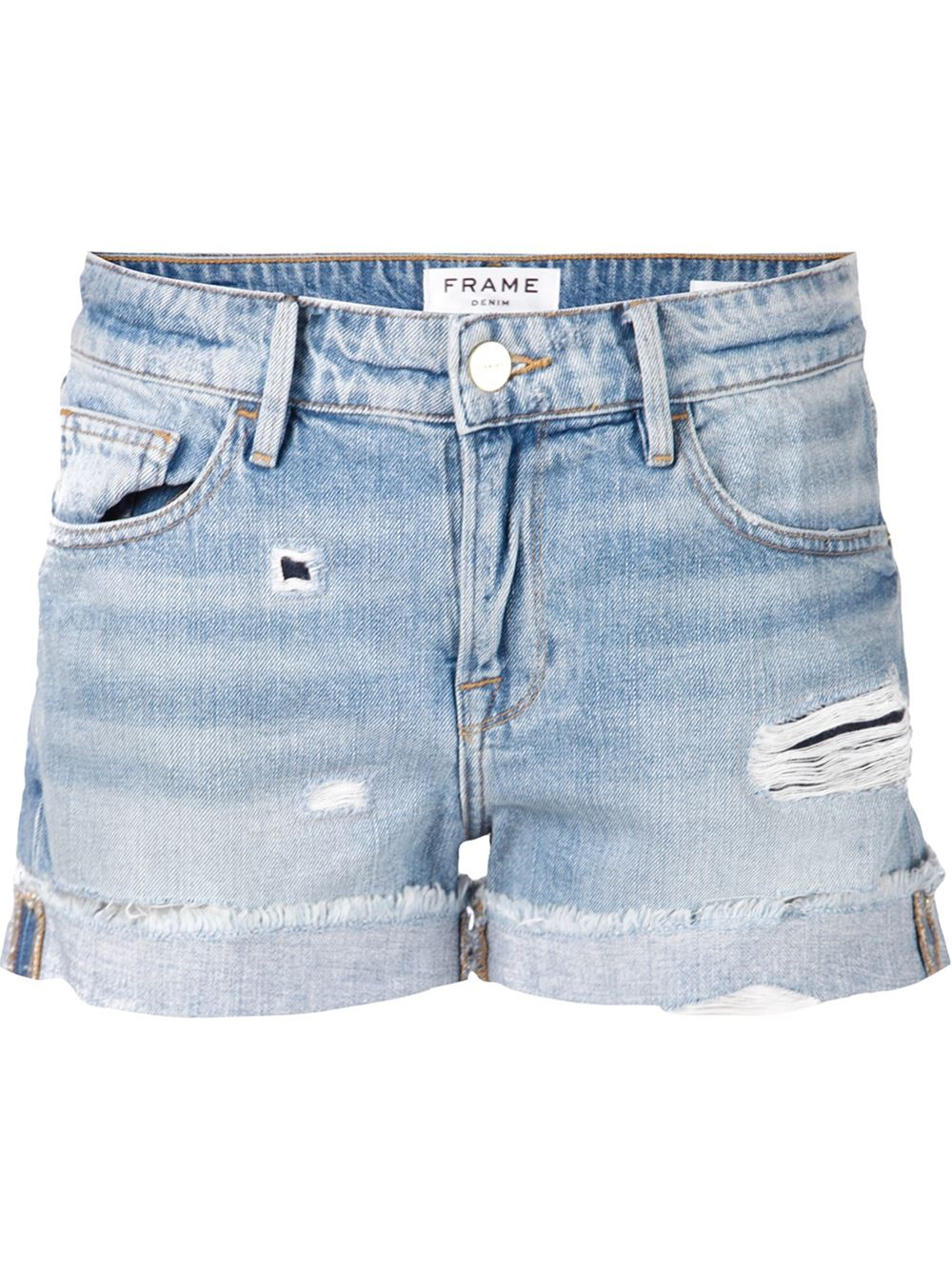 Frame denim Distressed Short in Blue Lyst