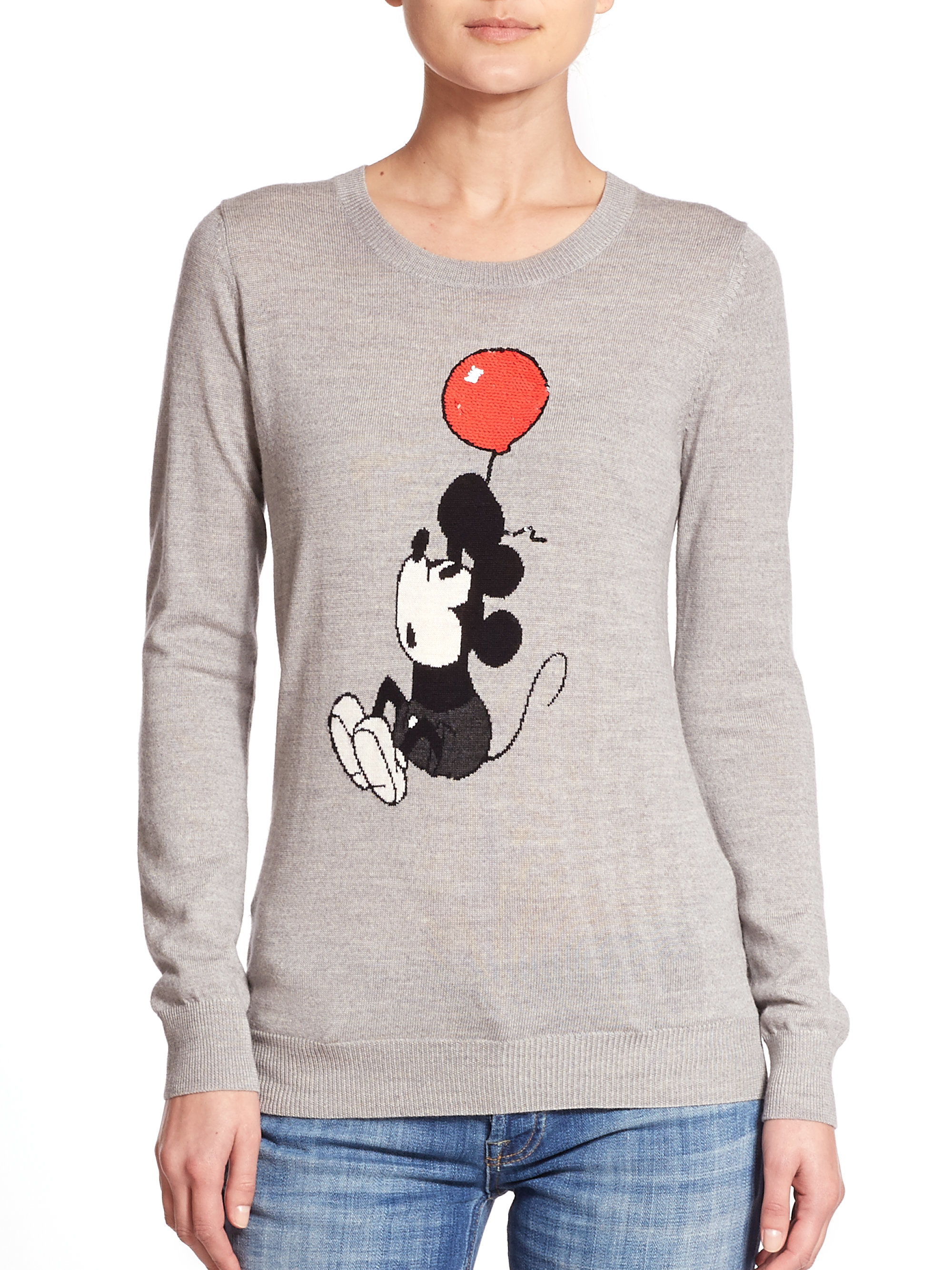 Lyst - Markus Lupfer Sequined Mickey Mouse Sweater in Gray