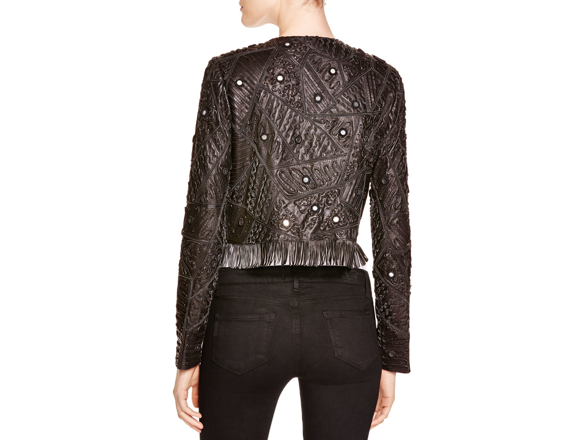 Elie Tahari Gavin Embellished Leather Jacket In Black Lyst Gallery