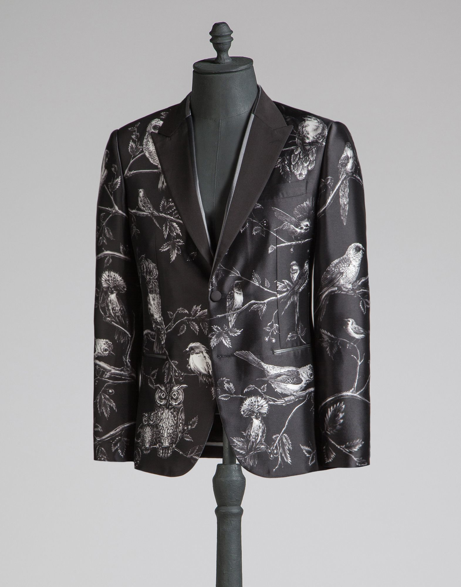 Dolce & gabbana Printed Tuxedo Jacket In Silk Mikado in Black for Men