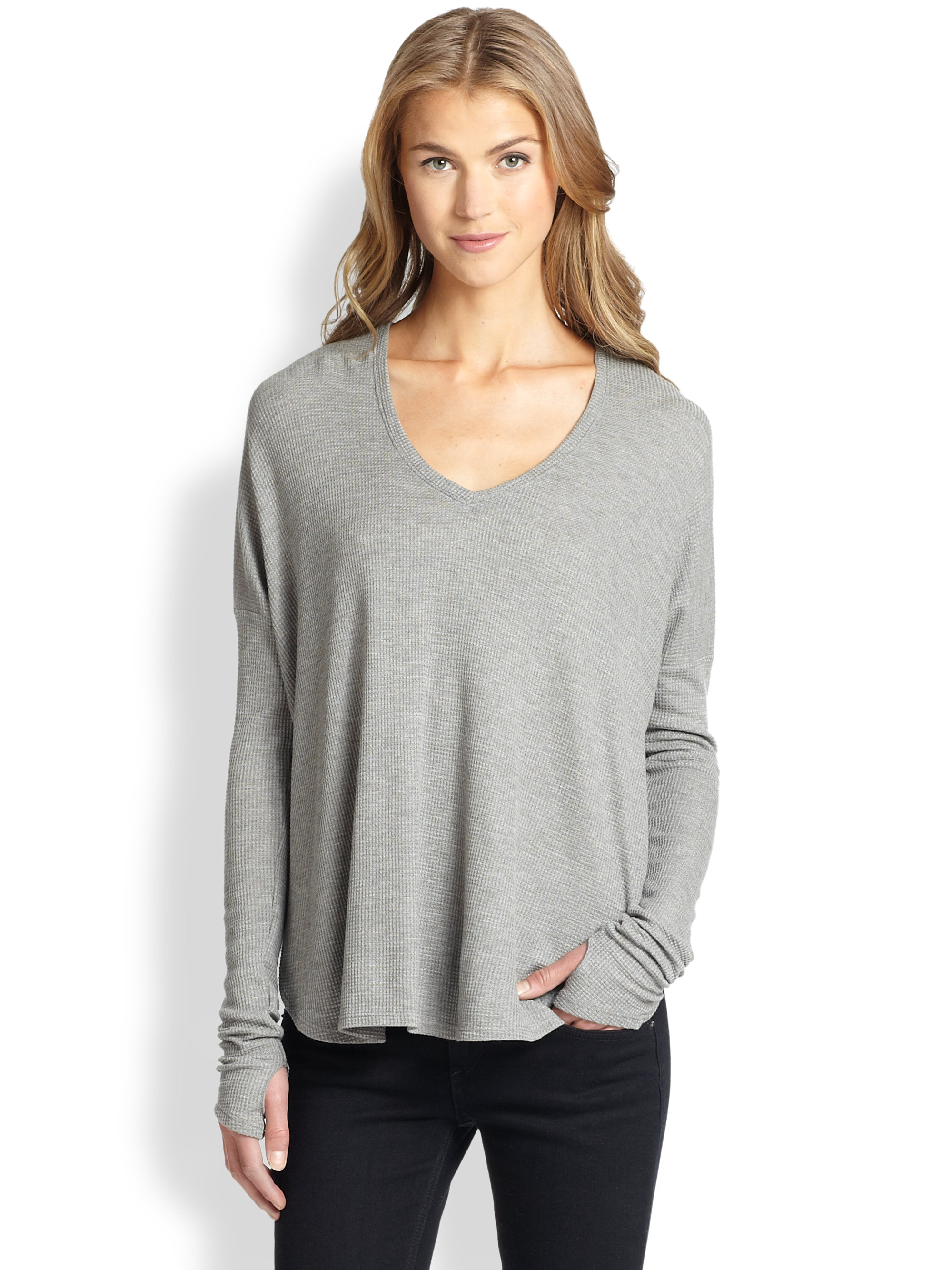 Lyst - Feel The Piece Robin Slouched Oversized Thermal Tee in Gray