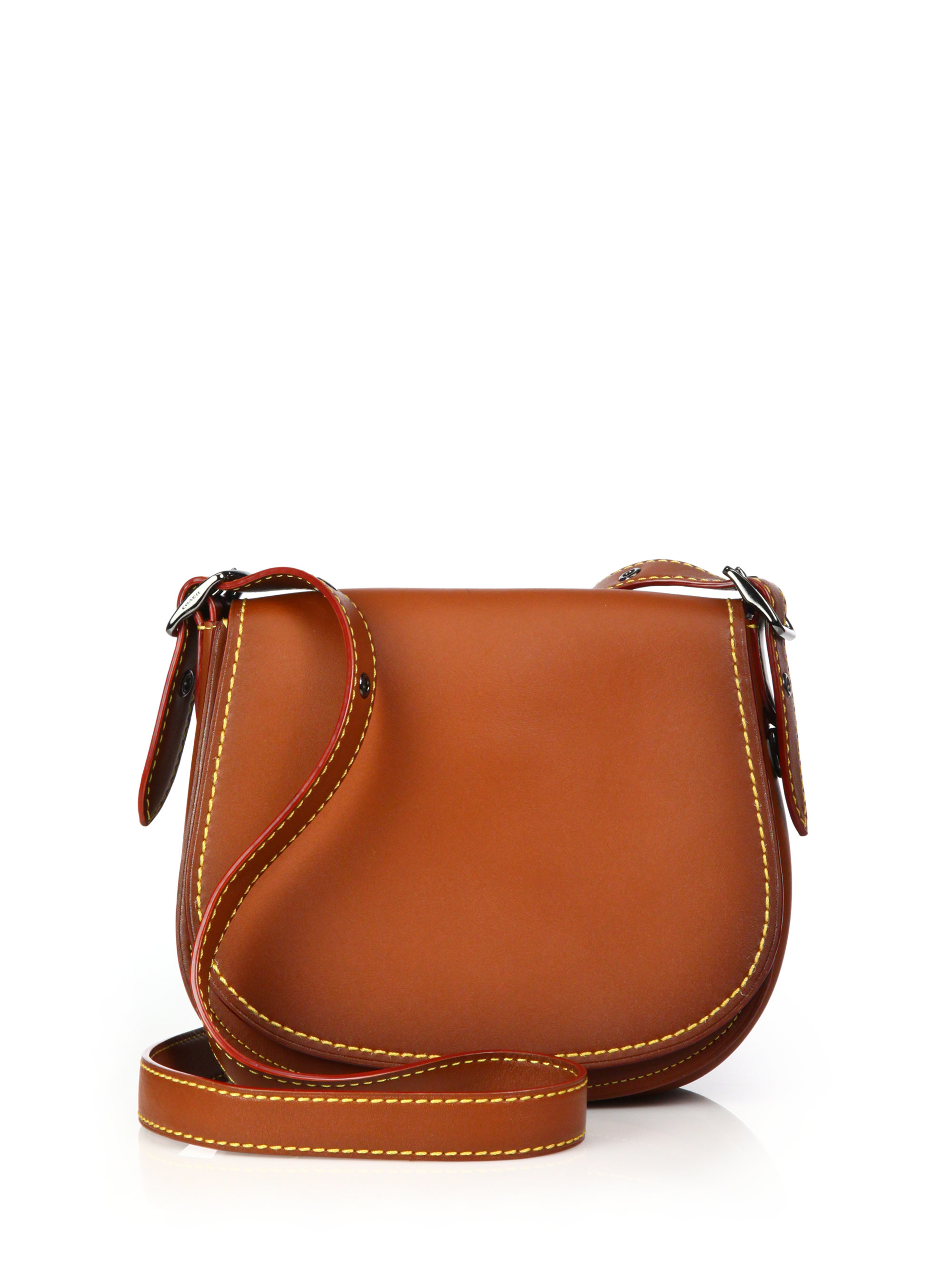 Coach Vintage Cognac Brown Leather Shoulder Crossbody Flap Bag Ermes