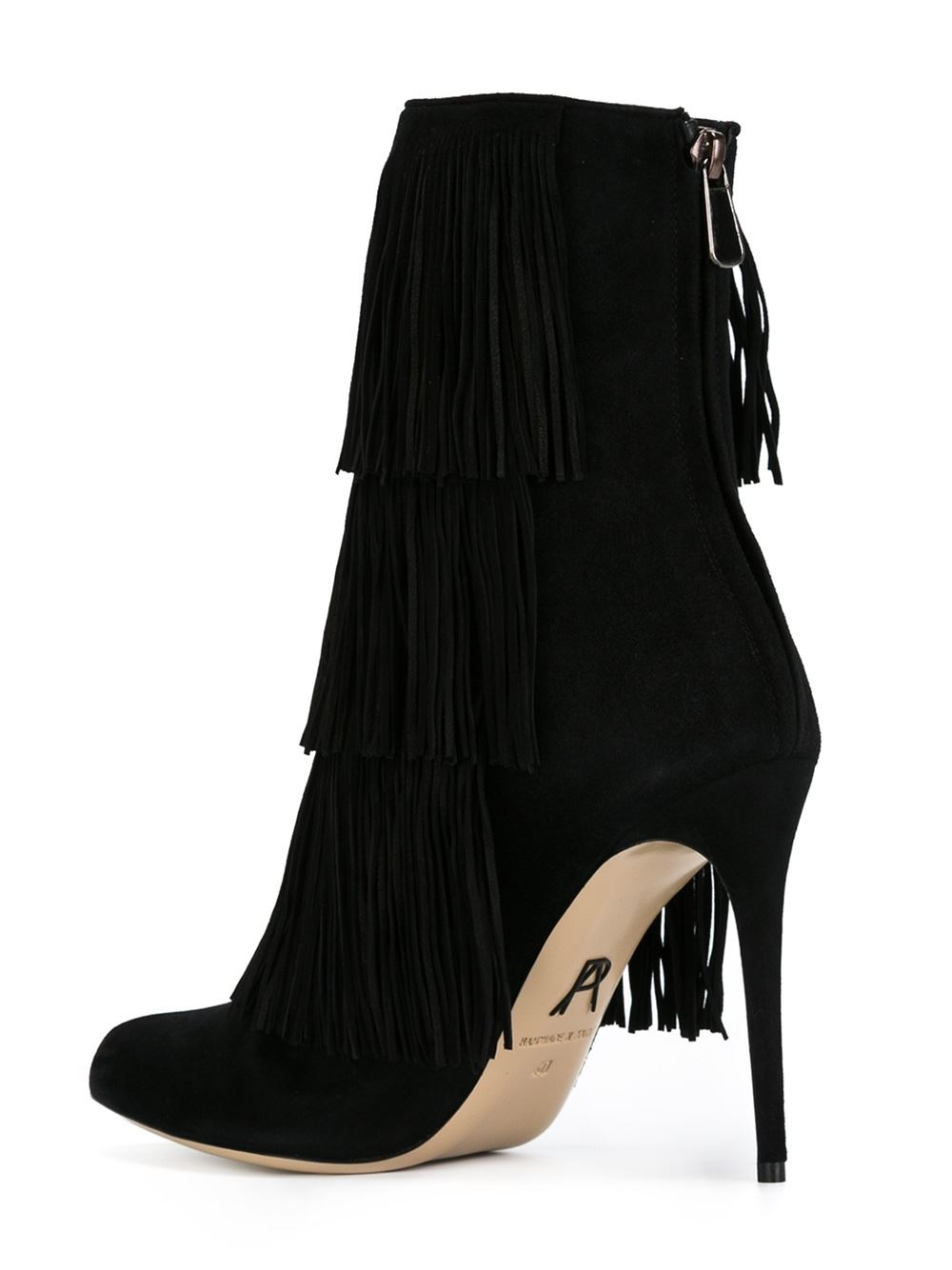 Lyst - Paul Andrew Taos Fringed Suede Ankle Boots in Black