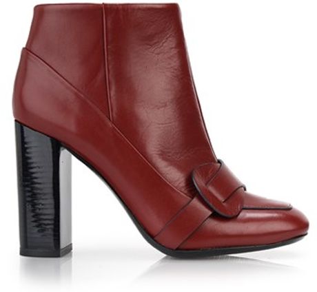 red chunky heel boot