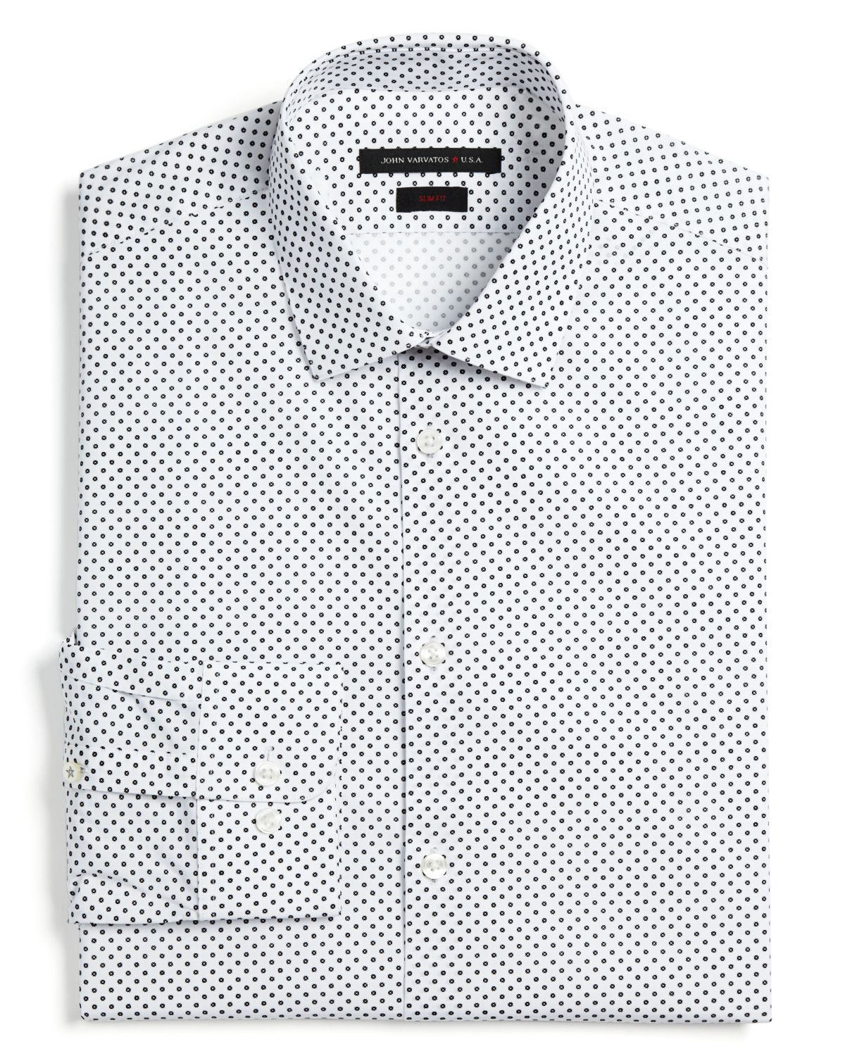 white dress shirt with dots