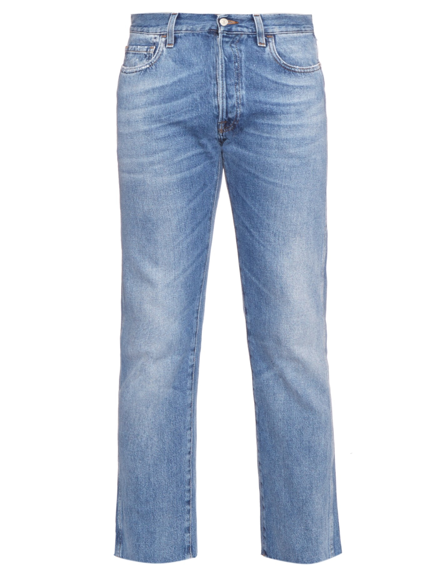 Lyst - Gucci Frayed Cropped Jeans in Blue for Men