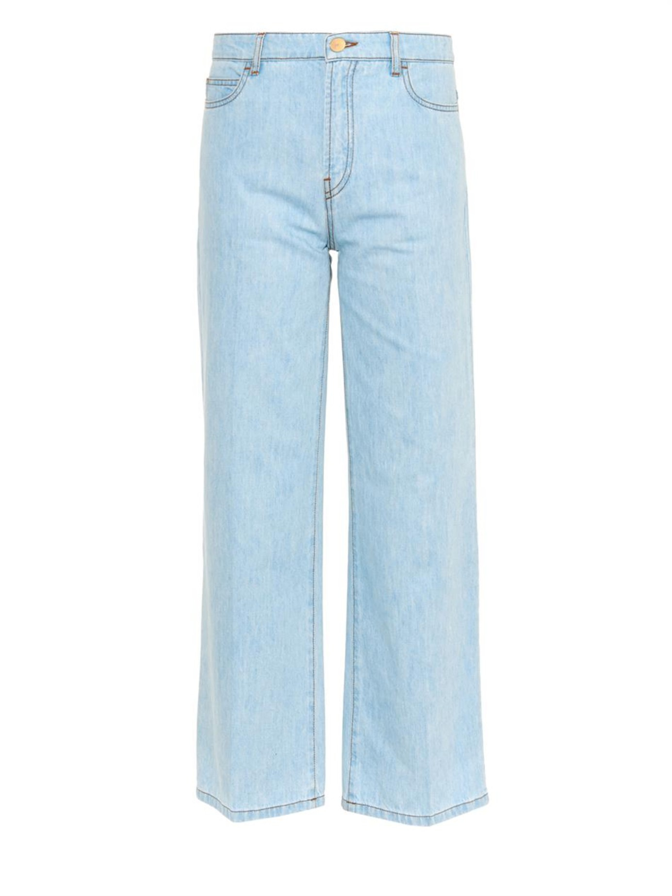 Lyst - Valentino High-waisted Wide-leg Cropped Jeans in Blue