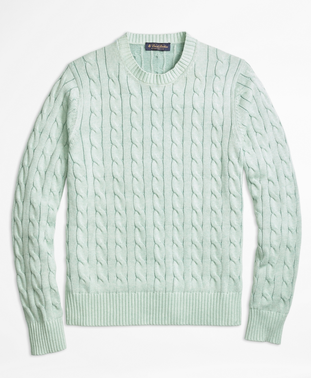 Brooks brothers Heathered Cable Knit Crewneck Sweater in Green for Men ...