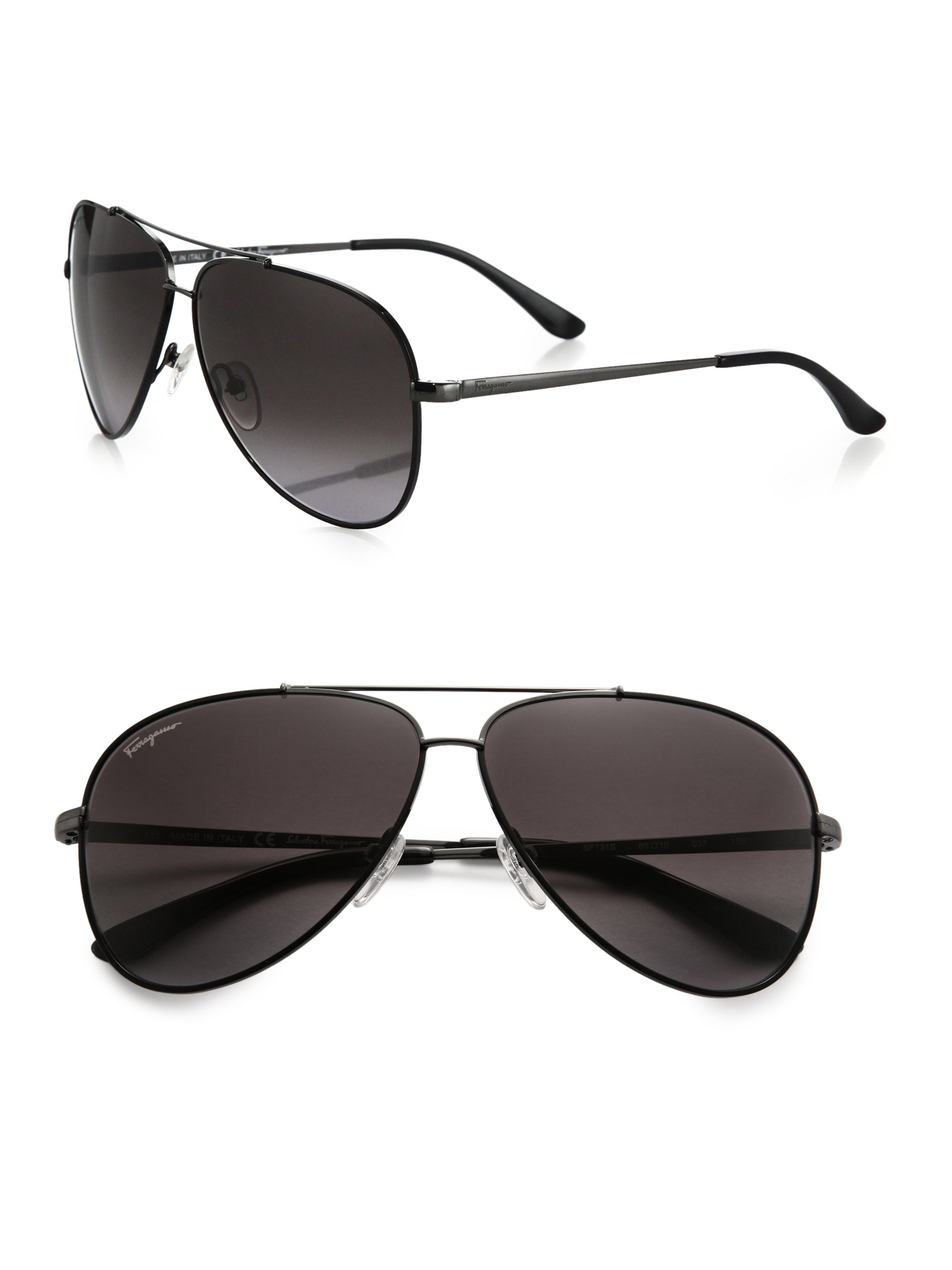 Ferragamo Classic Aviator 60mm Sunglasses in Black for Men | Lyst