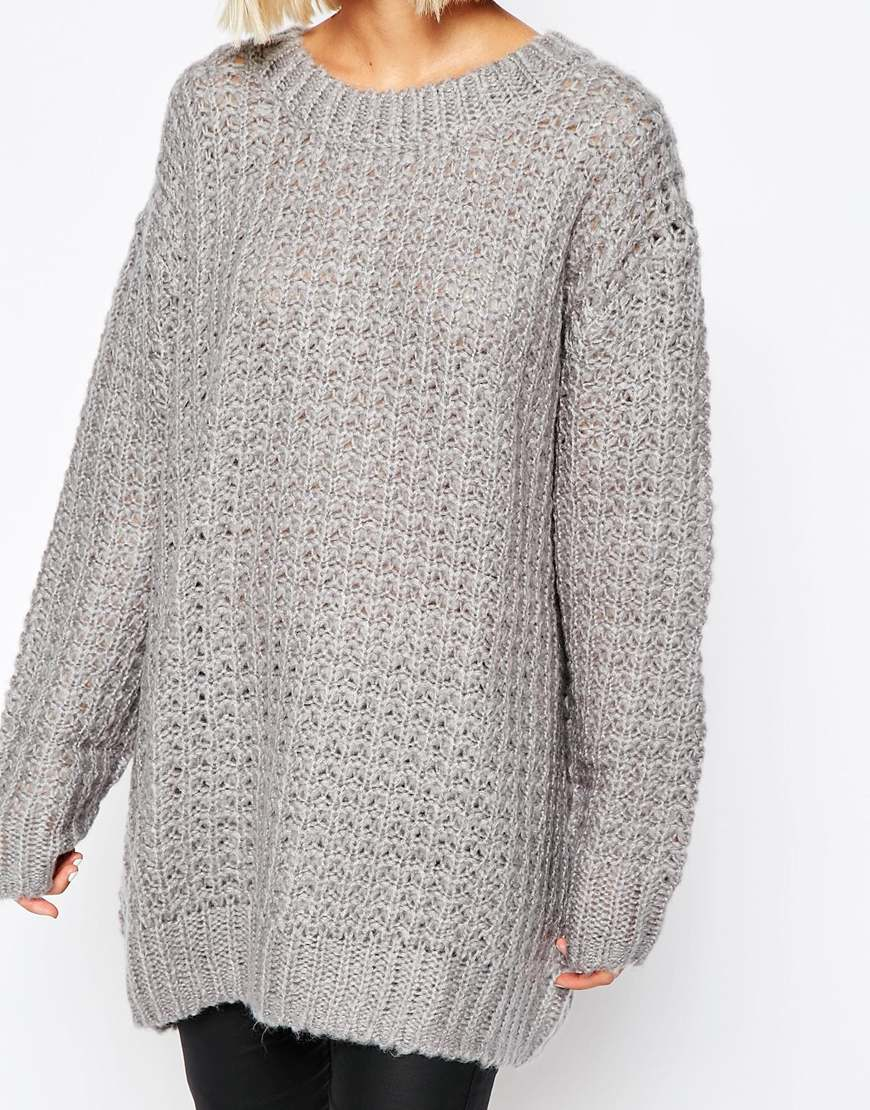 Lyst Cheap Monday Chunky Oversize Knit Jumper in Gray