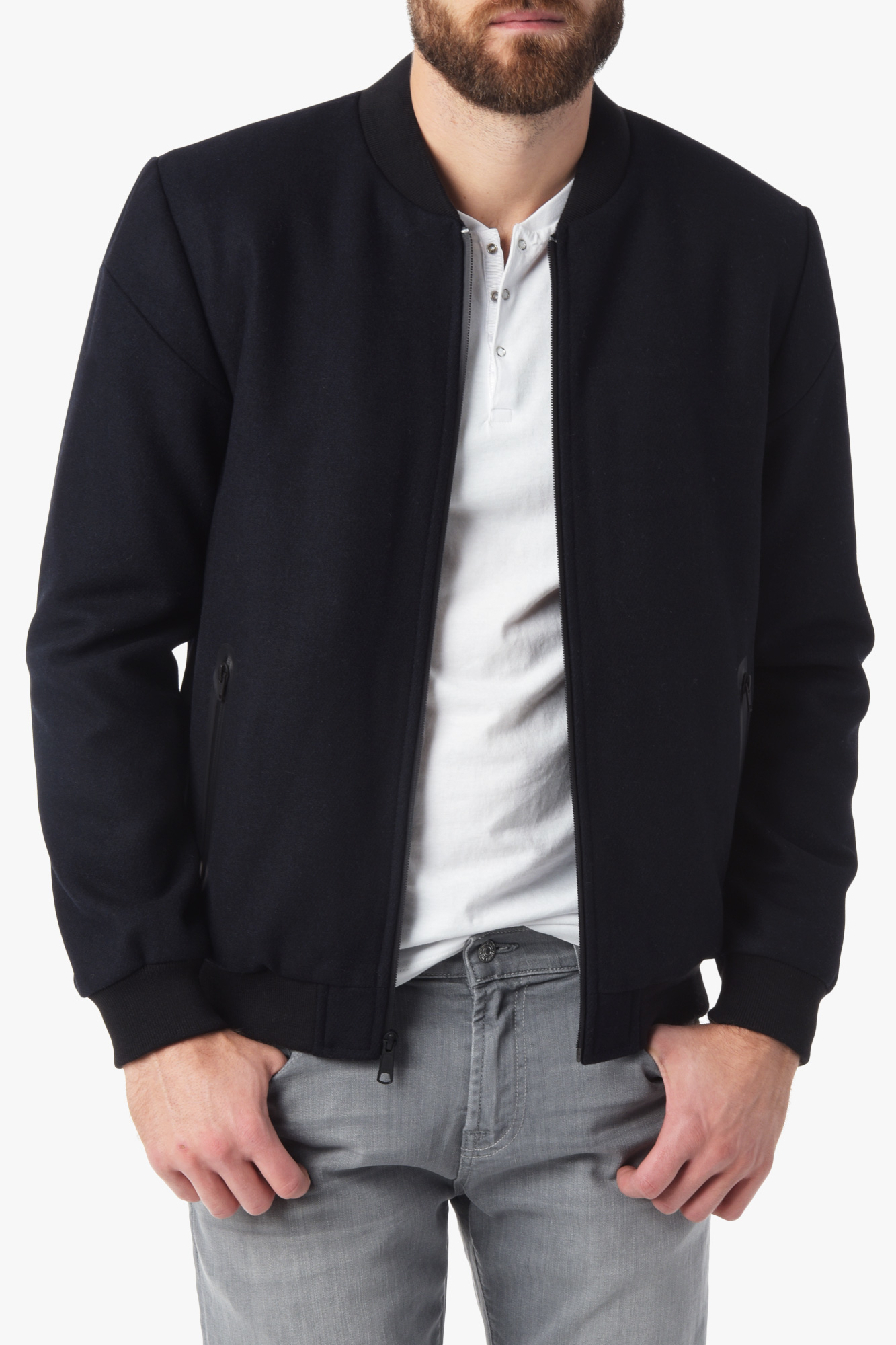 7 for all mankind Wool Bomber Jacket In Navy in Blue for Men | Lyst