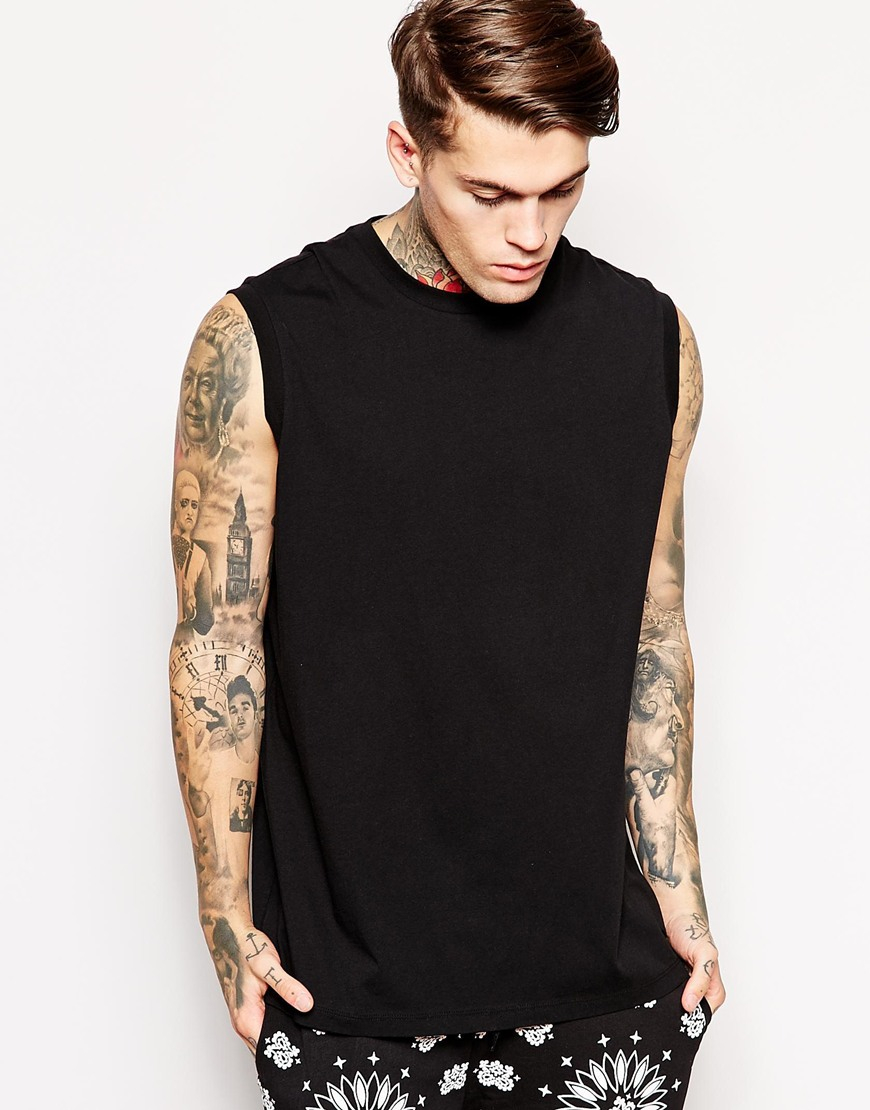 Lyst Asos Sleeveless T Shirt With Boxy Oversized Fit In Black For Men