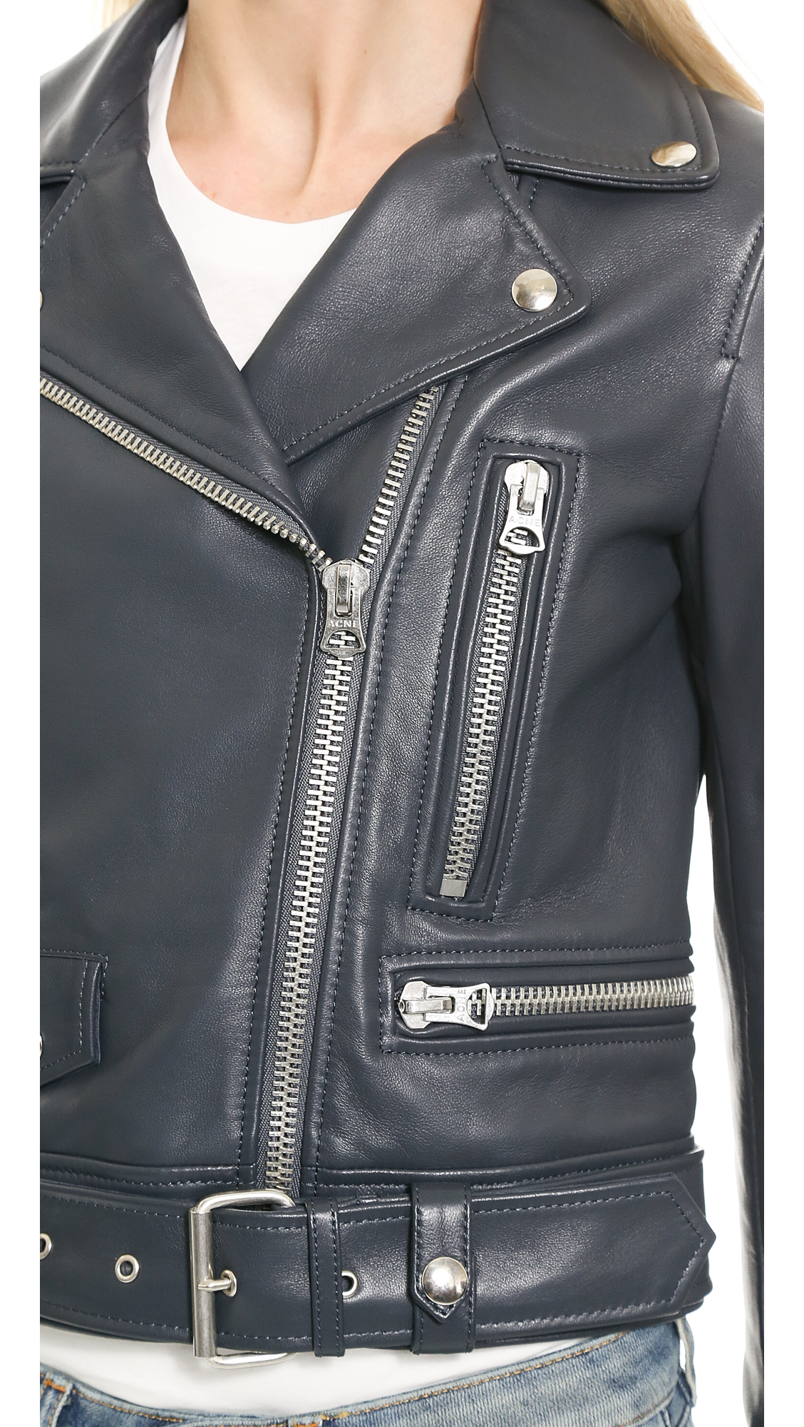 Download Lyst - Acne Studios Mock Moto Jacket Brown in Gray