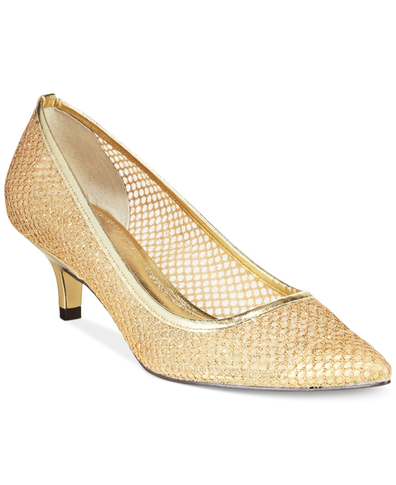 Adrianna papell Lois Evening Pumps in Gold (Gold Honeycomb mesh) | Lyst