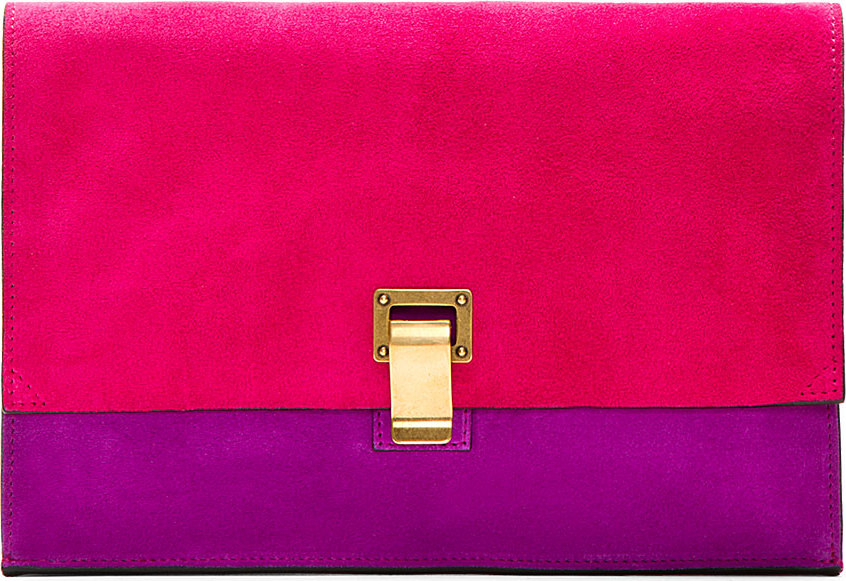 fuchsia suede bag