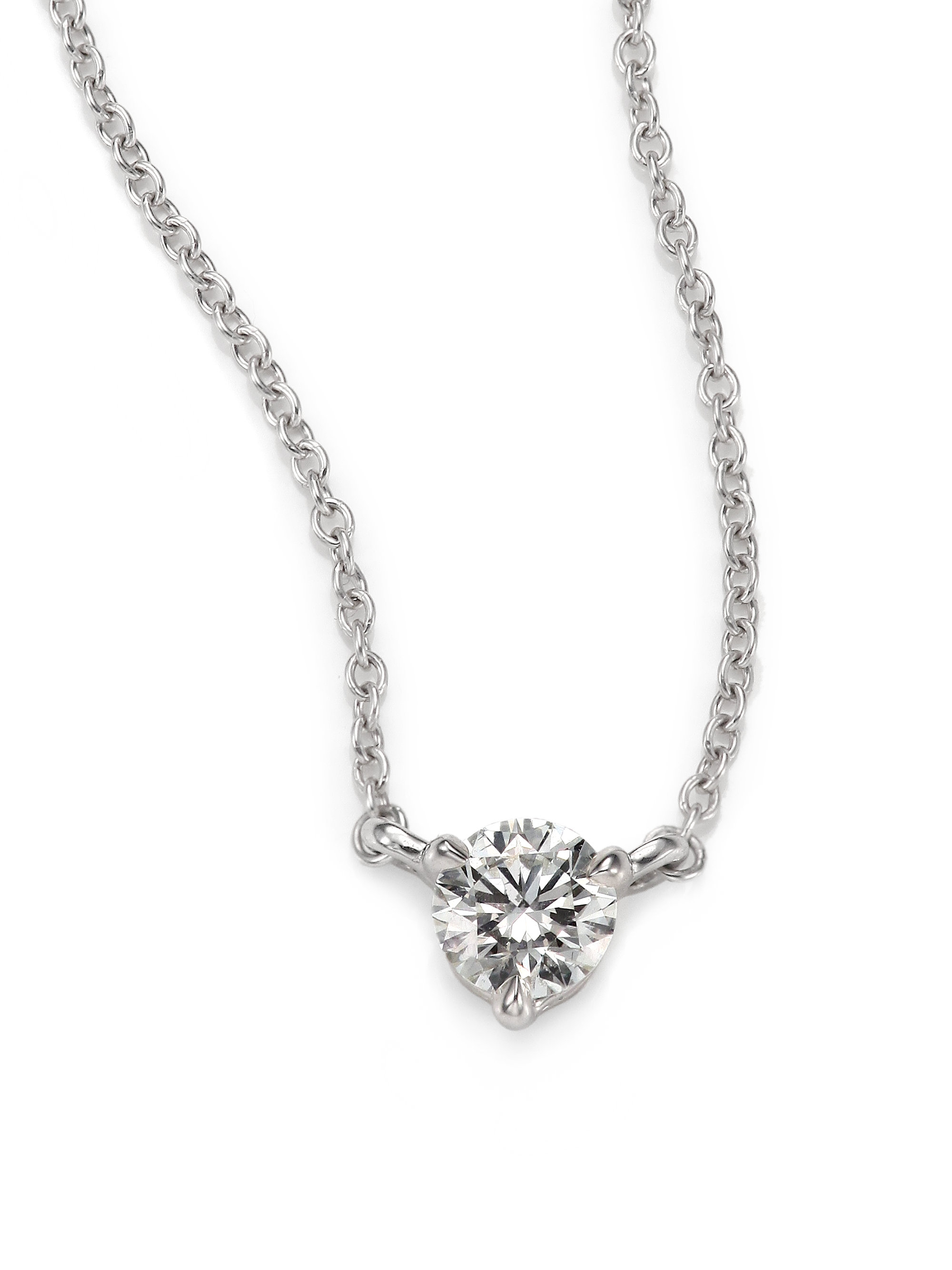 Kwiat Diamond And Platinum Small Solitaire Pendant Necklace In White