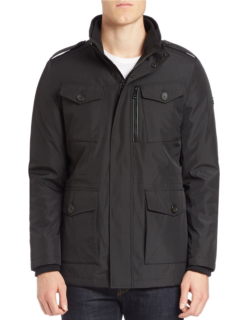 Calvin klein Water-resistant Military Jacket in Black for Men | Lyst
