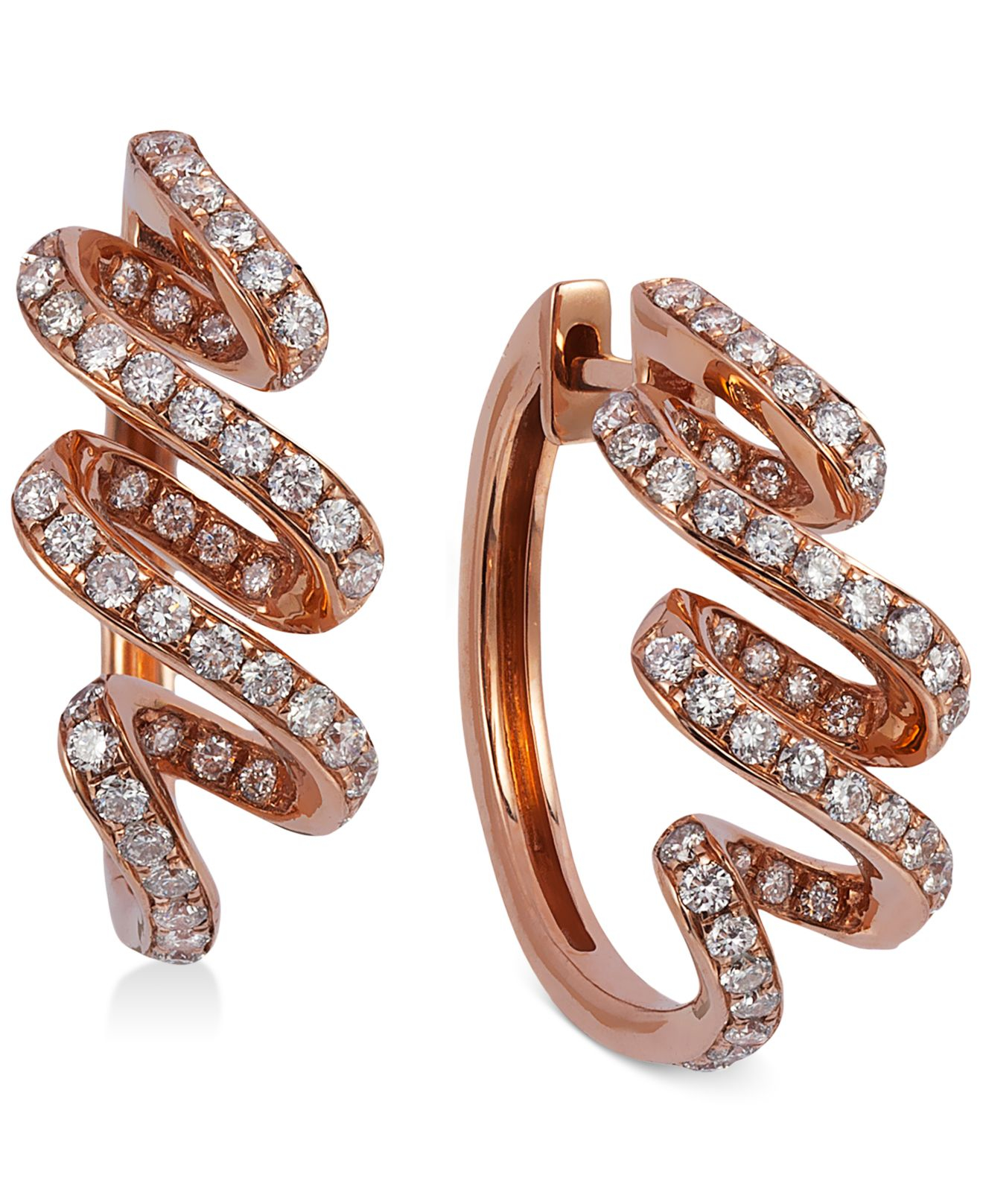 Lyst Le Vian Vanilla Sinuous Swirl Diamond Hoop Earrings 5 8ct Gallery