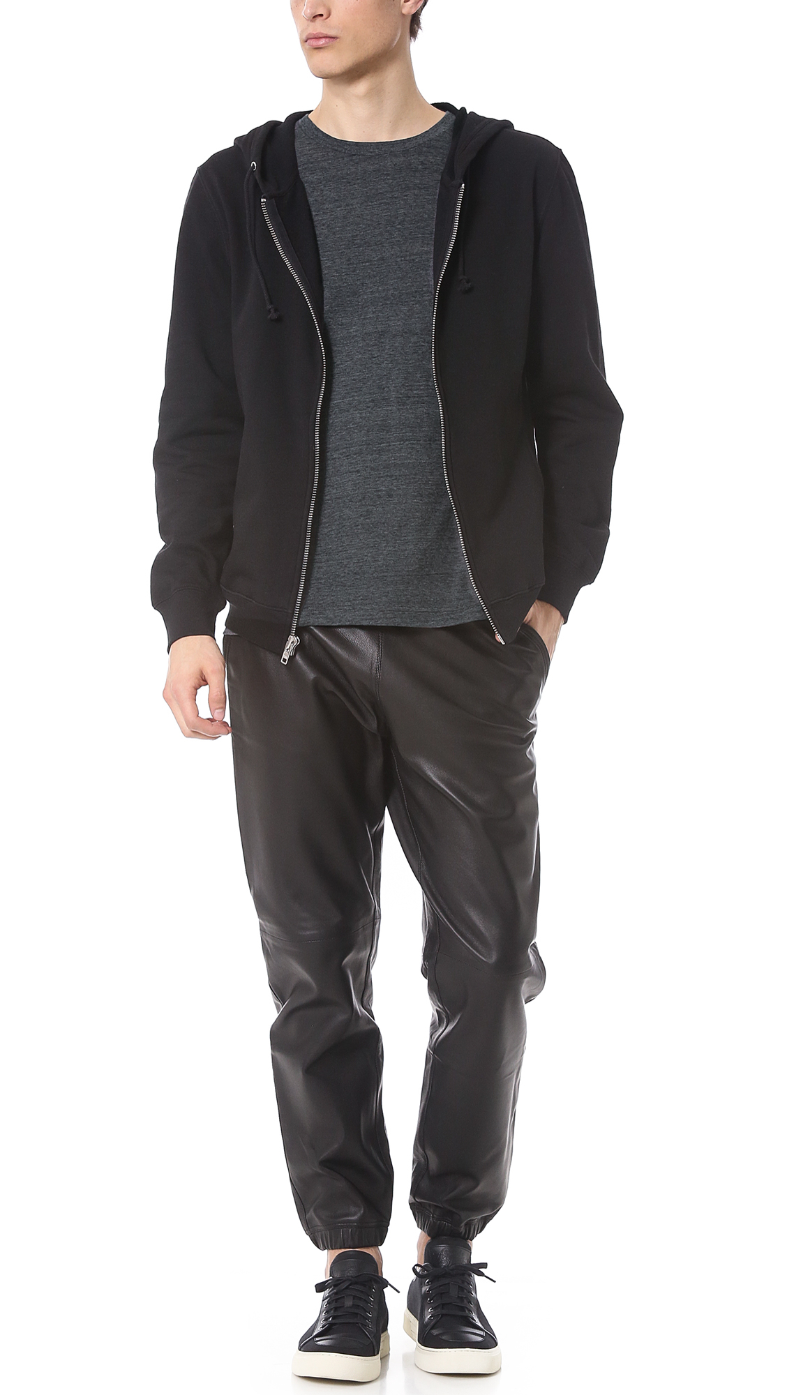 black leather sweatpants