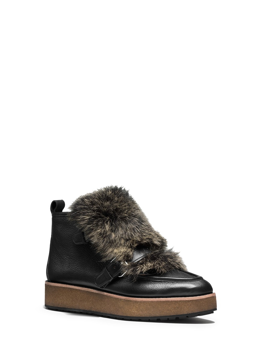 Lyst Coach X Blitz 'sampson' Rabbit Fur Leather Ankle Boots in Black