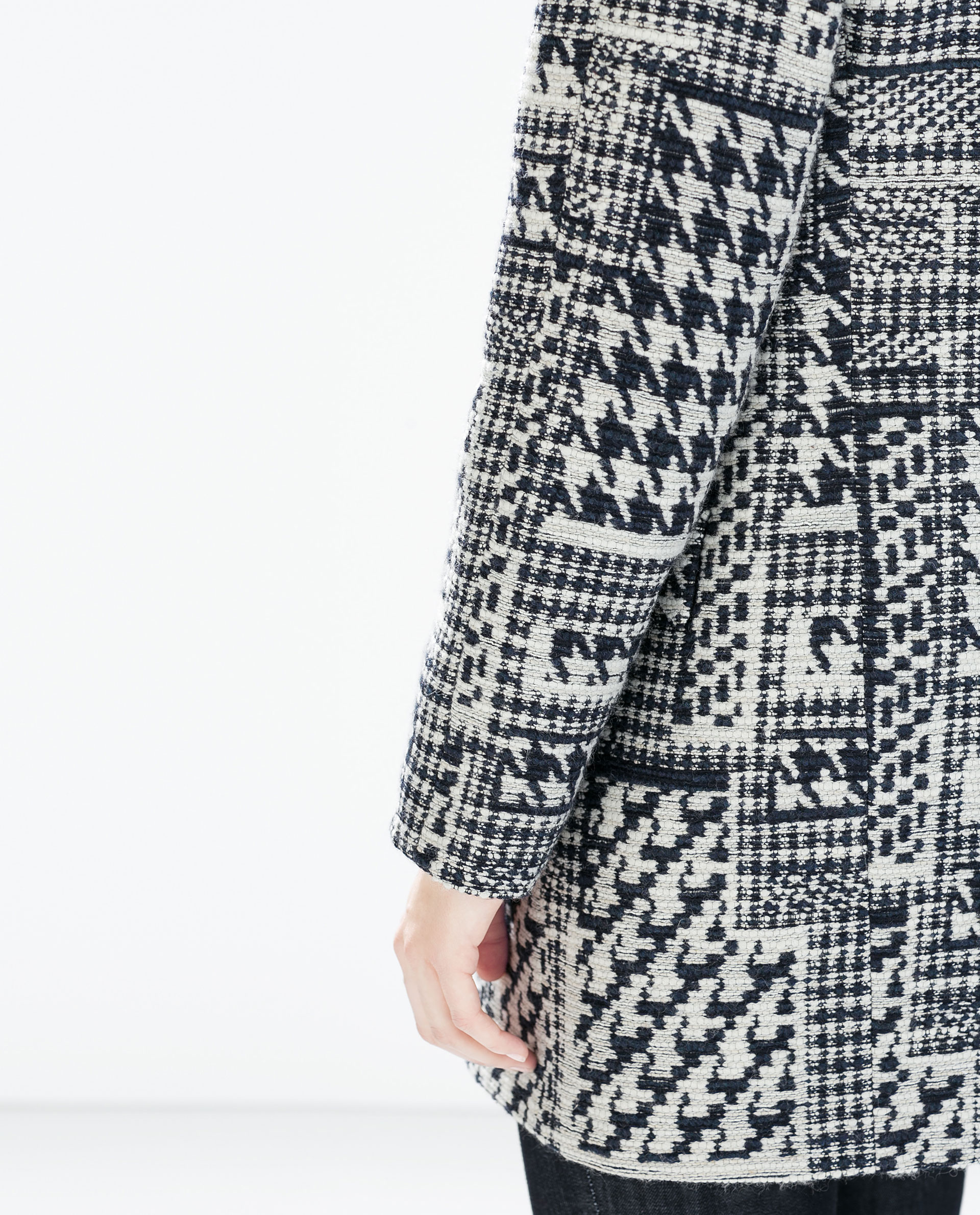 Zara Patterned Wool Coat Patterned Wool Coat in Blue (Ecru / Blue) Lyst