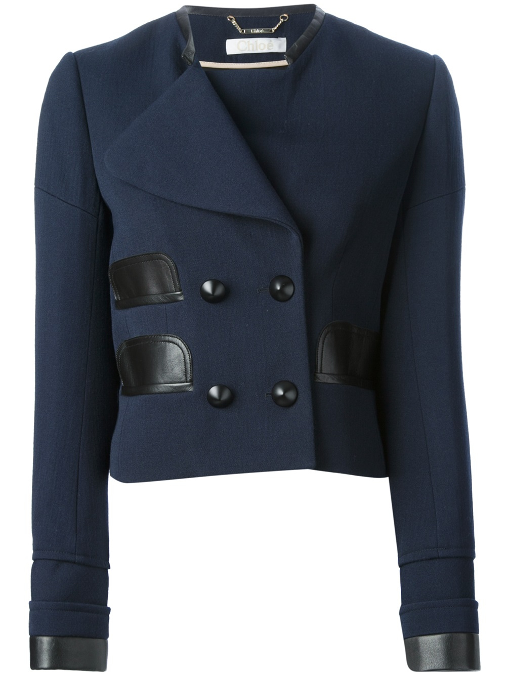 Lyst - Chloé Cropped Peacoat in Blue