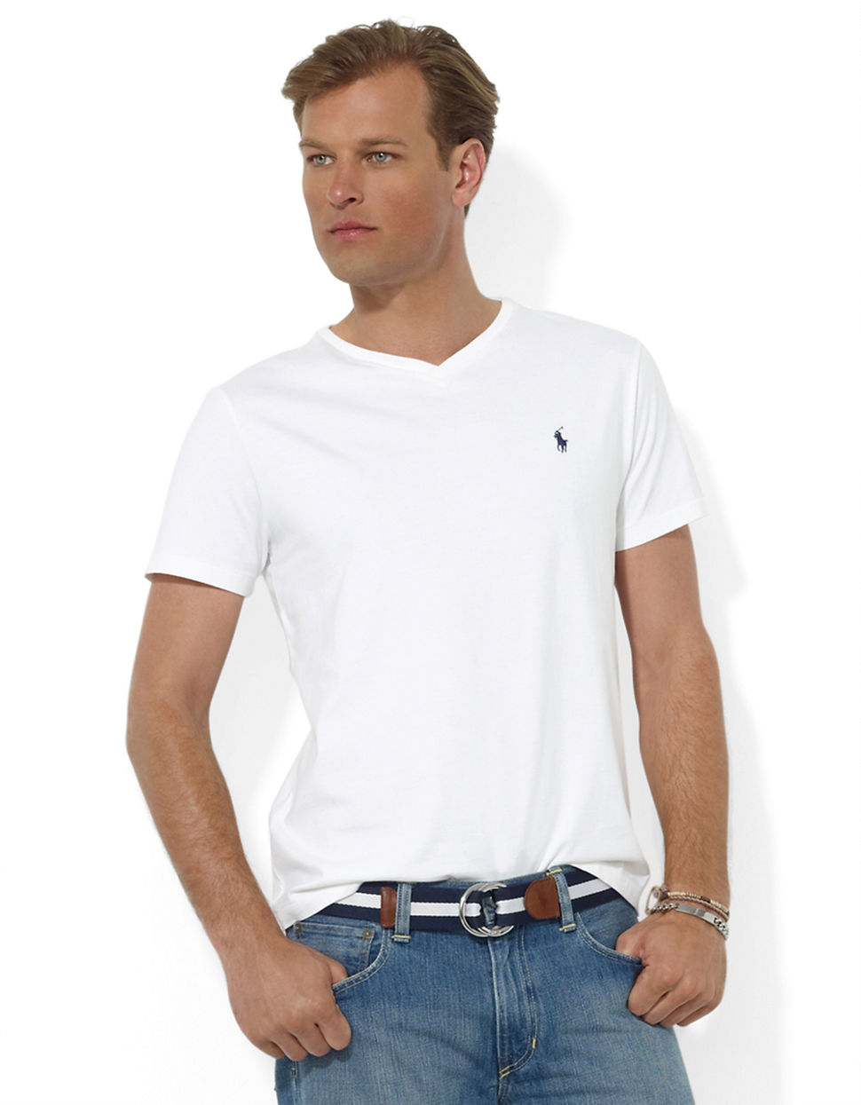 Polo ralph lauren Short-Sleeved V-Neck T-Shirt in Gray for Men | Lyst