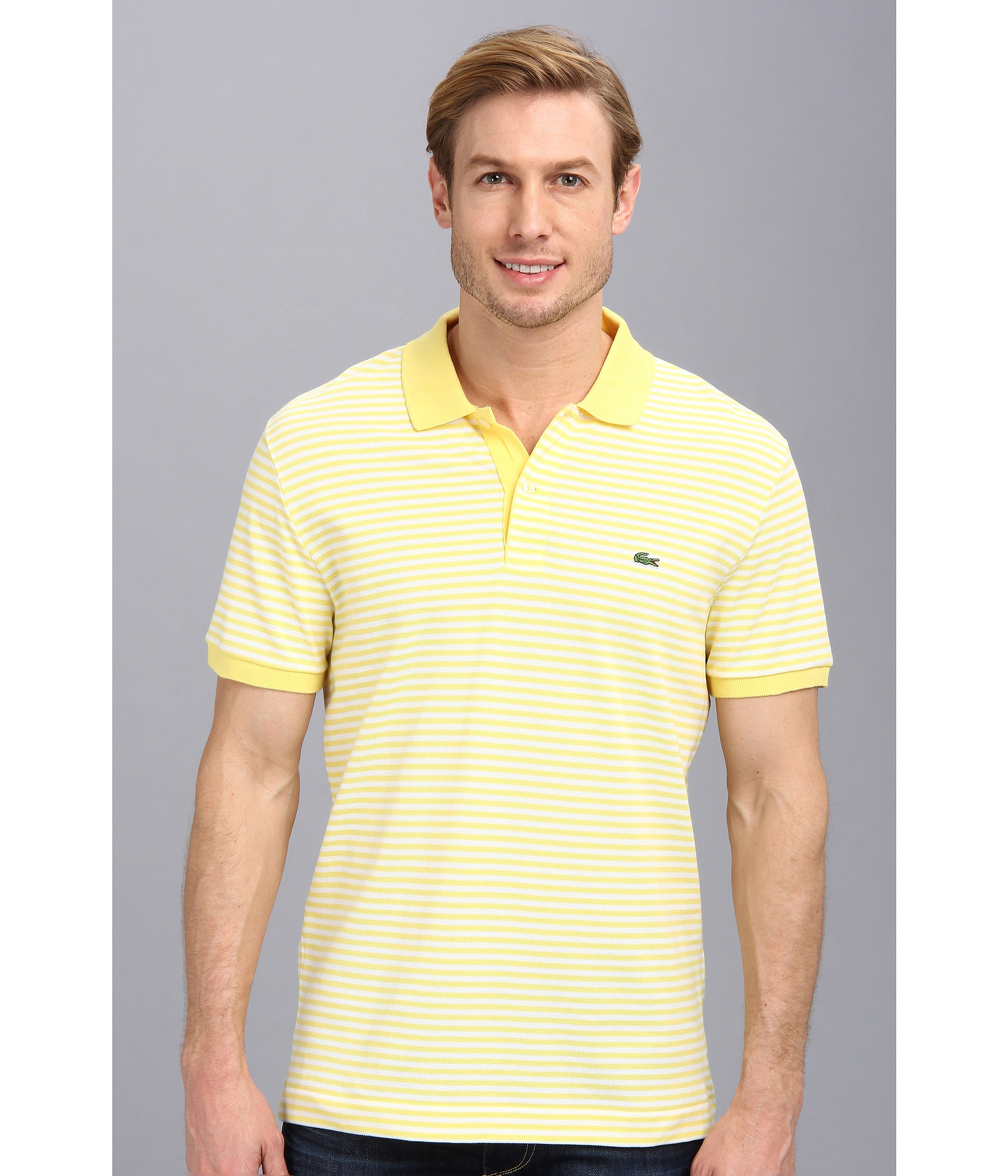 Lyst - Lacoste Short Sleeve Heritage Fine Stripe Pique Polo Shirt in ...