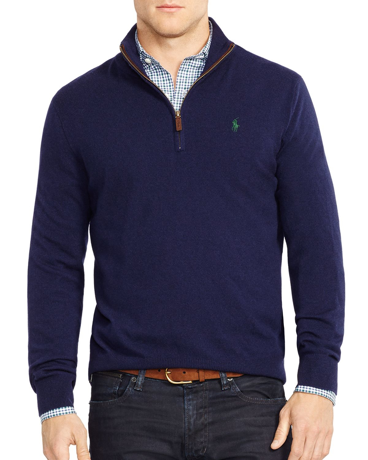 Ralph lauren Polo Merino Half-Zip Sweater in Blue | Lyst
