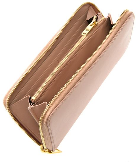 Saint Laurent Paris Ziparound Leather Wallet in Pink | Lyst