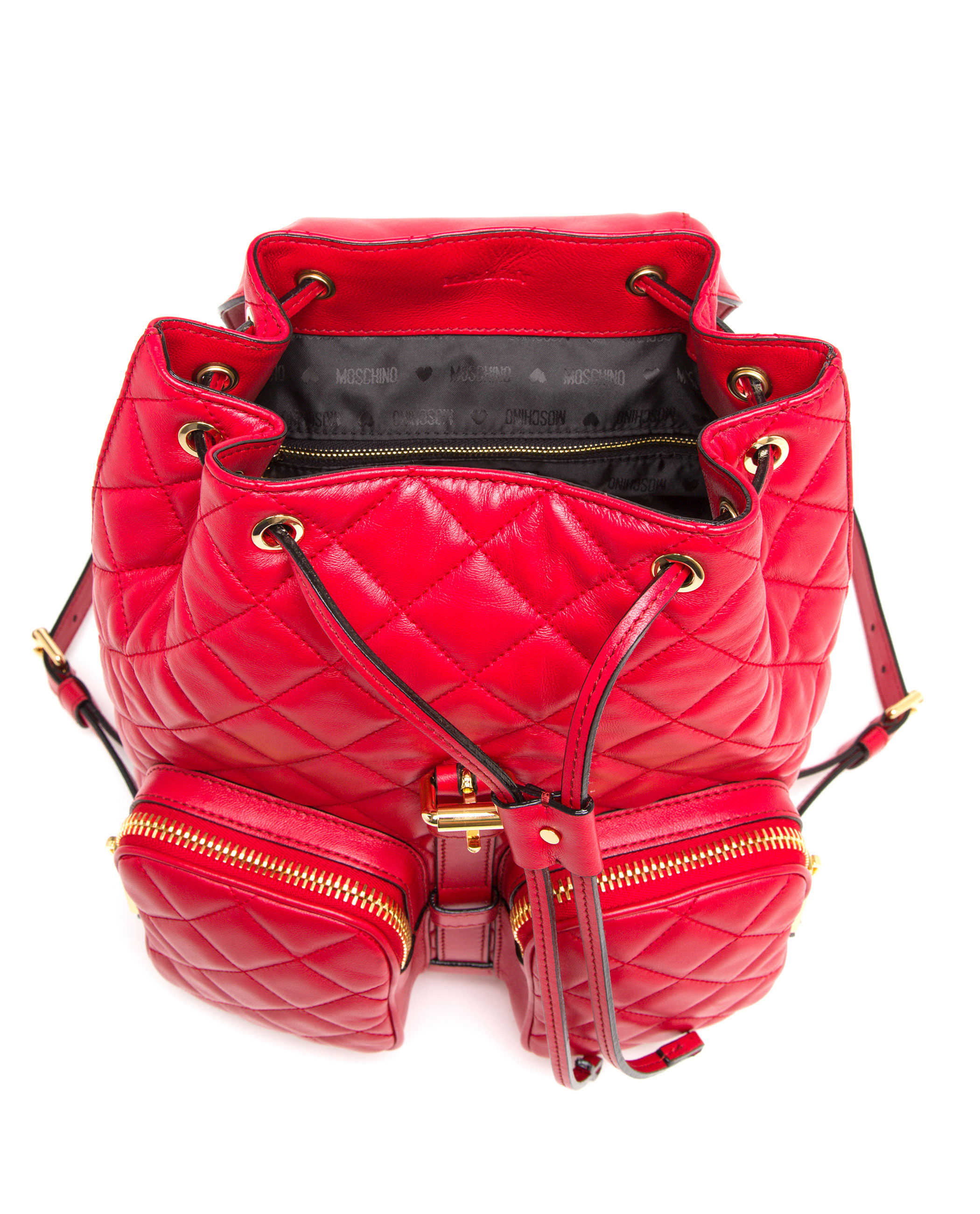 Lyst - Moschino Red Leather Backpack in Red