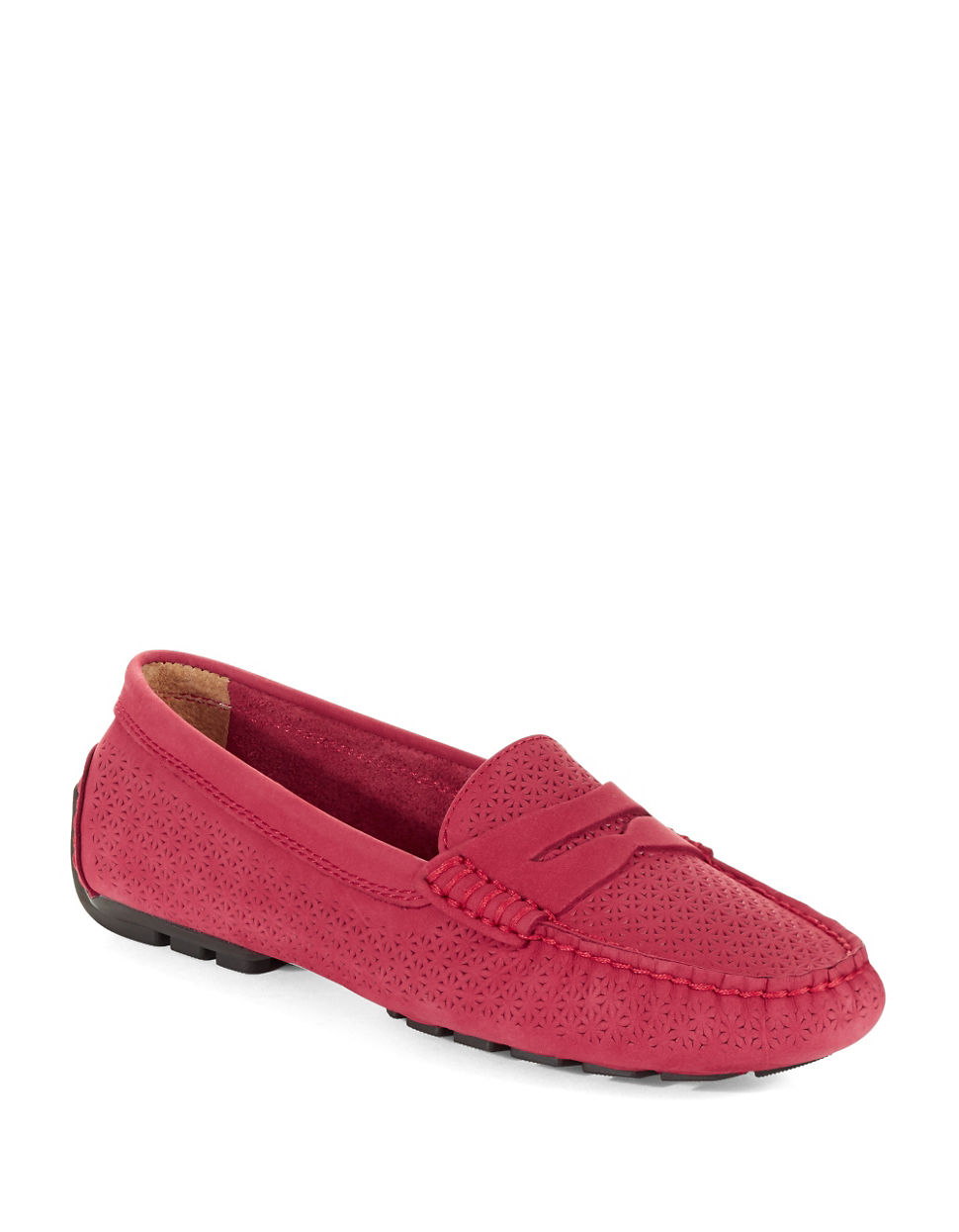 Lauren By Ralph Lauren Camila Textured Penny Loafers in Red | Lyst