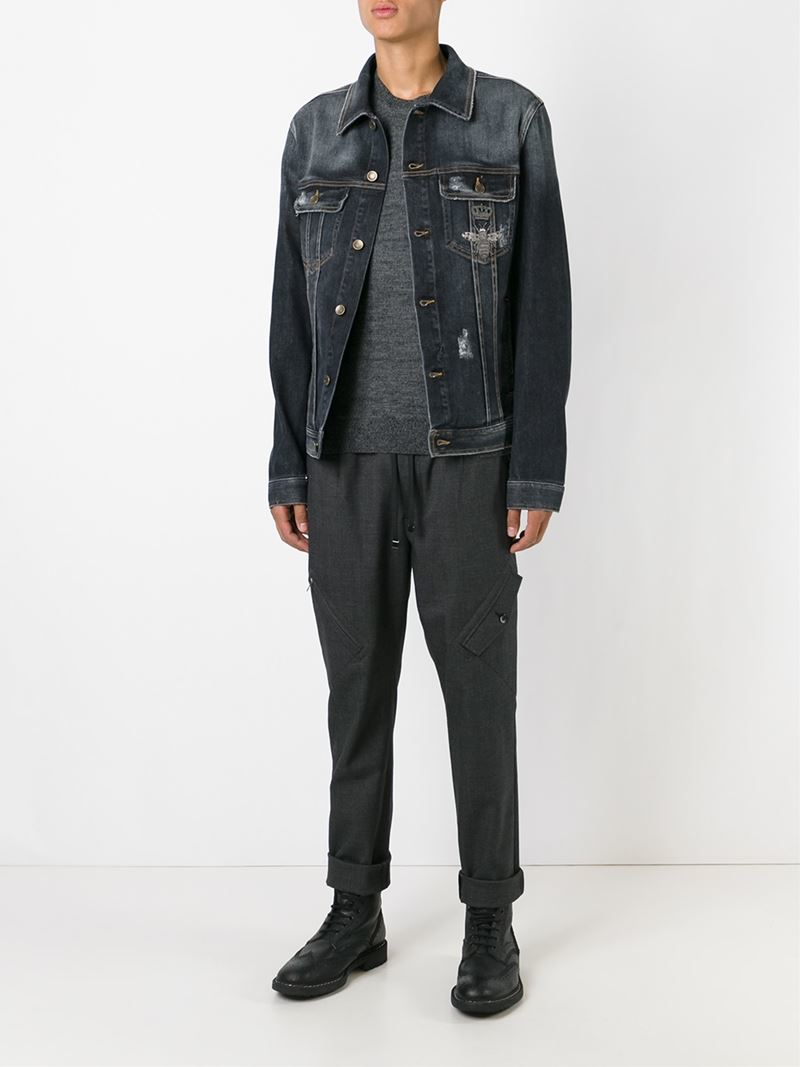 Dolce & Gabbana Faded Denim Jacket in Black for Men - Lyst