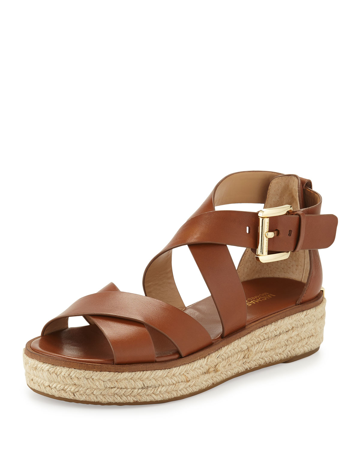 Michael michael kors Darby Leather Crisscross Sandal in Brown | Lyst