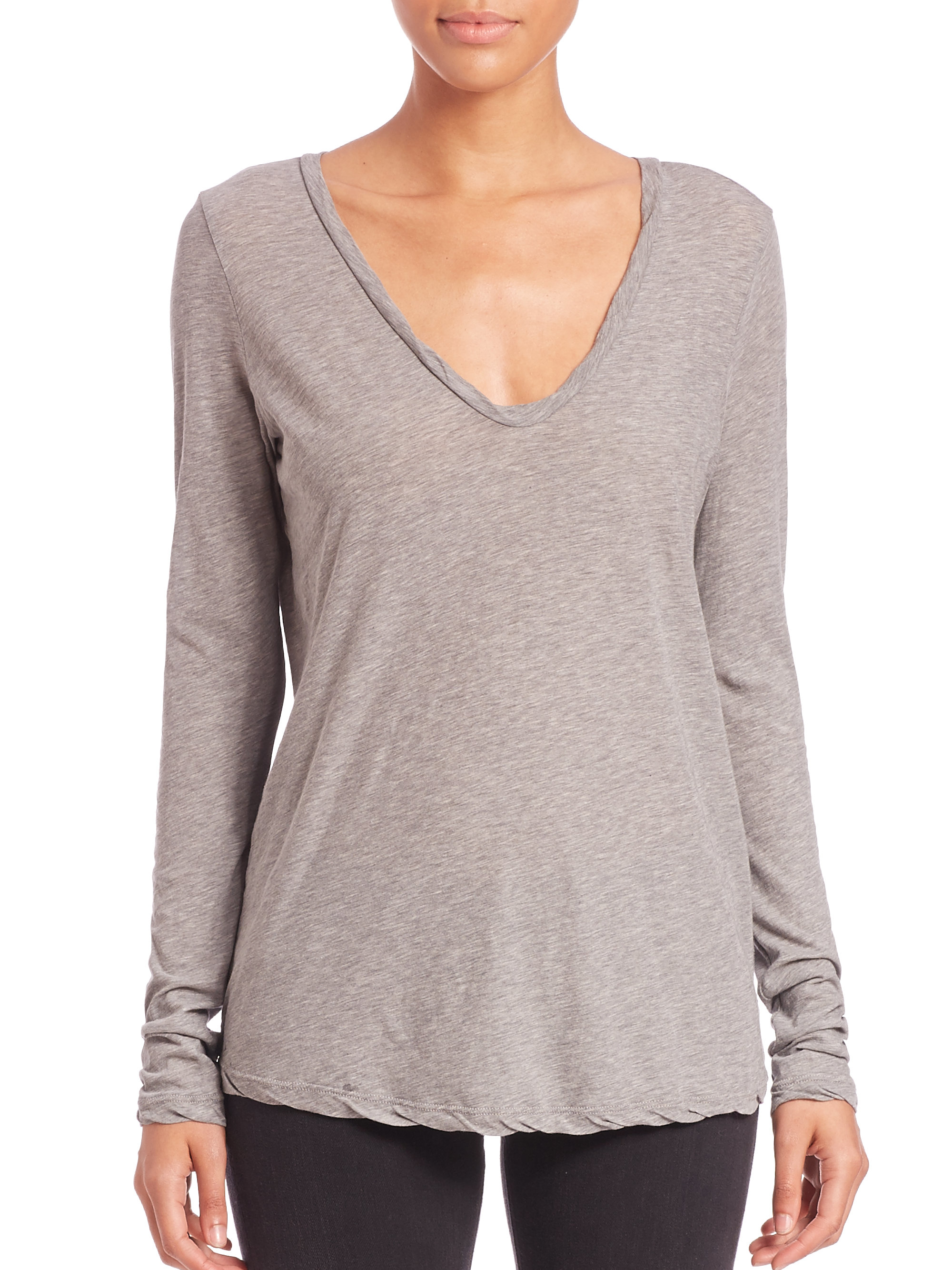 Lyst - James Perse Long-sleeve Jersey Top in Gray