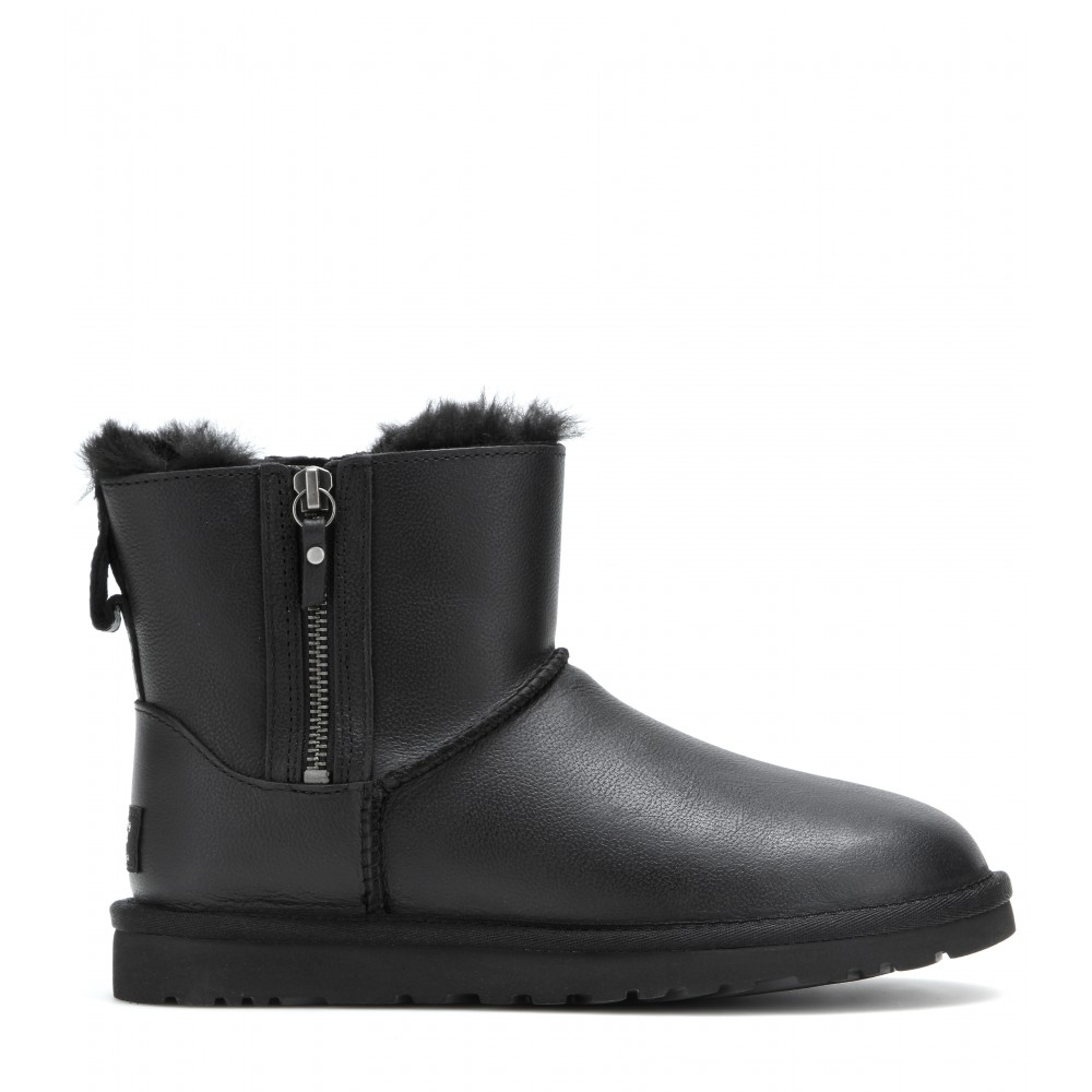 lyst-ugg-classic-mini-double-zip-leather-ankle-boots-in-black