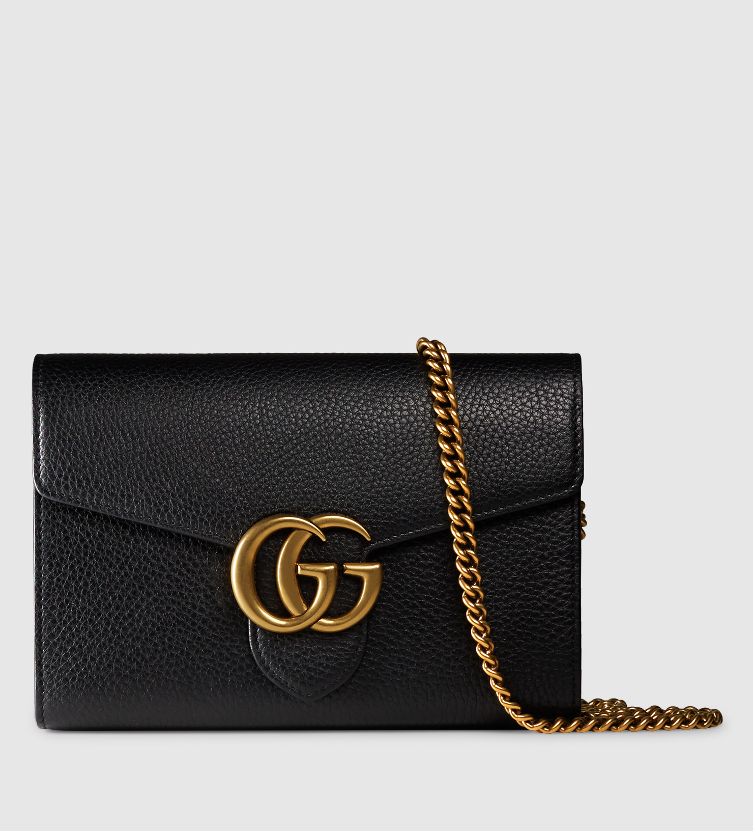 Lyst - Gucci Gg Marmont Leather Chain Wallet in Black
